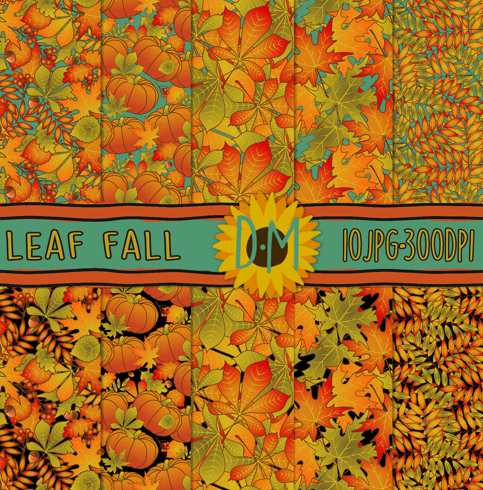 Leaf Fall Seamless Patterns Digital Paper set | Inspire Uplift