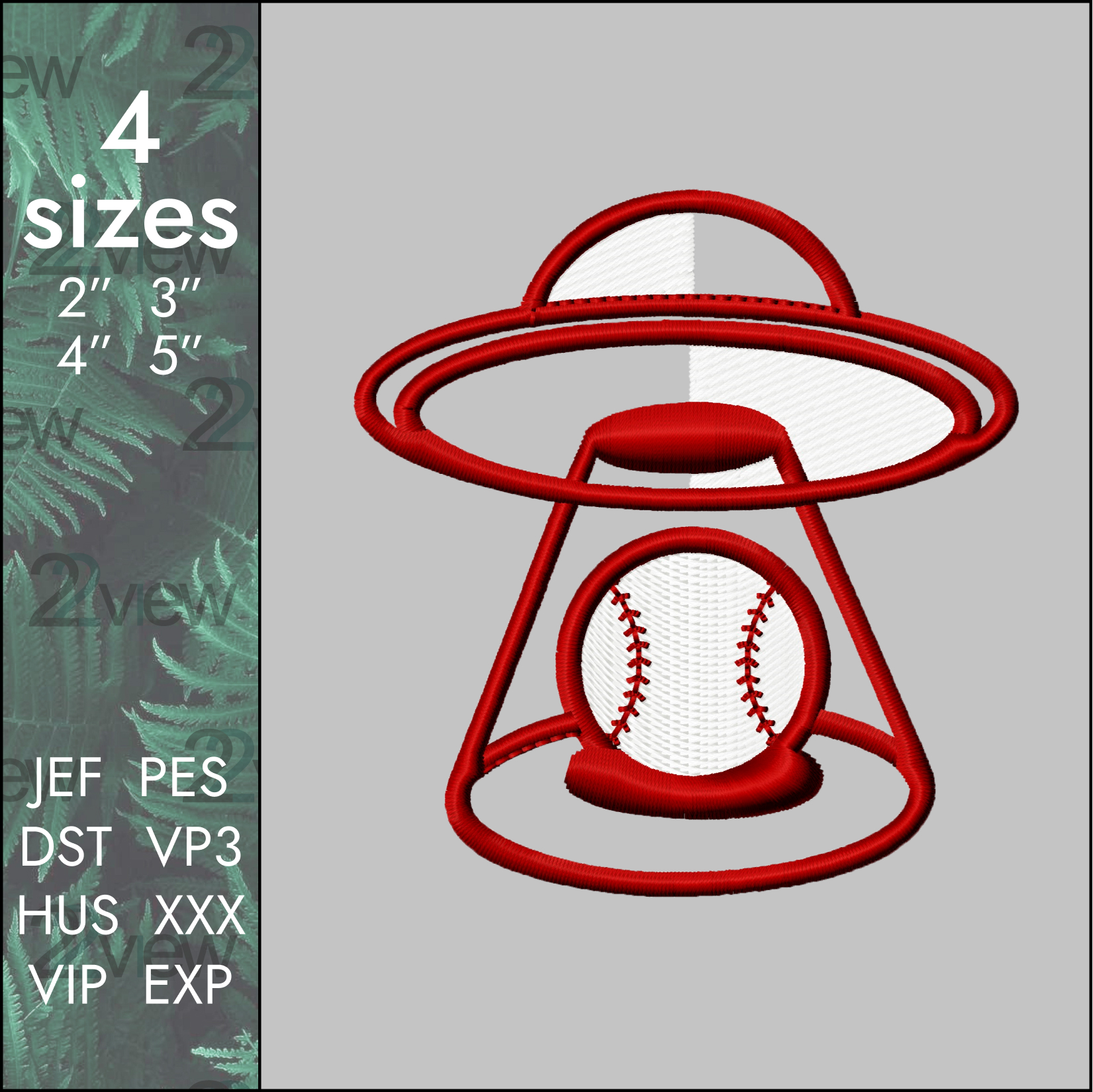 Baseball Aliens Embroidery Design, UFO ball, 4 sizes Inspire Uplift