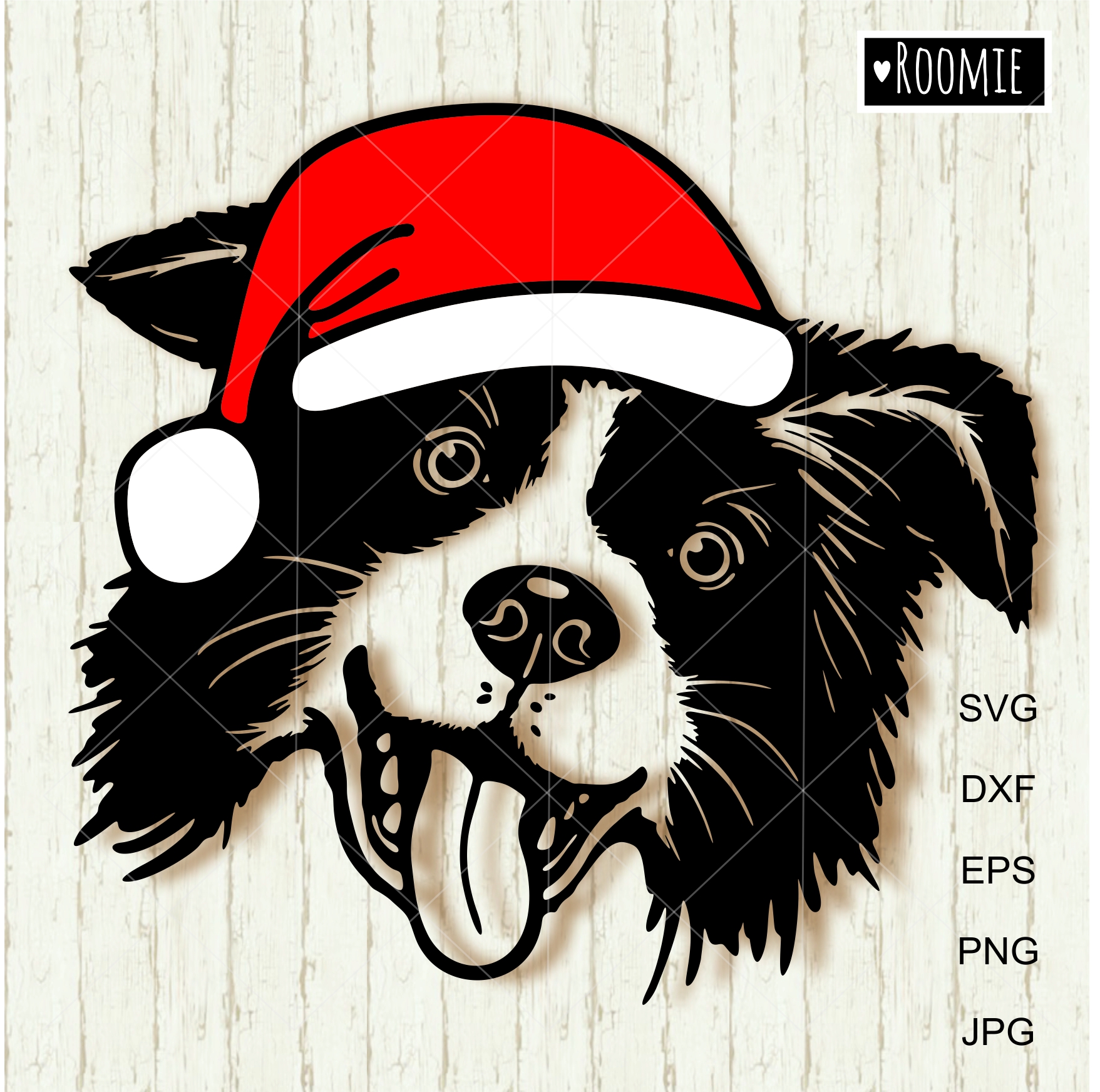 Border Collie With Christmas Santa Hat Svg, New Years dog Sh - Inspire ...