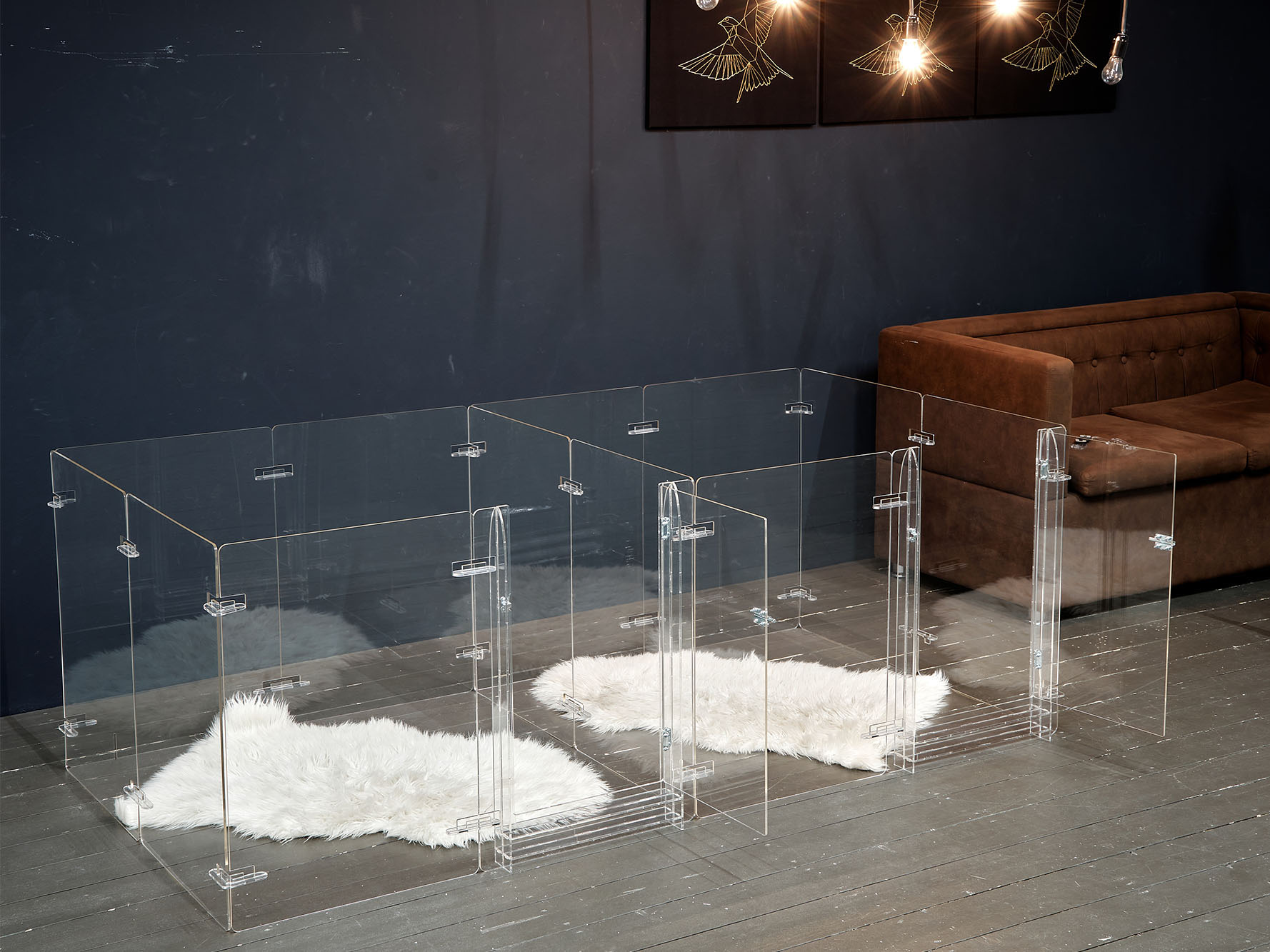 Double clear pet dog playpen, acrylic puppy pen, transparent Inspire Uplift