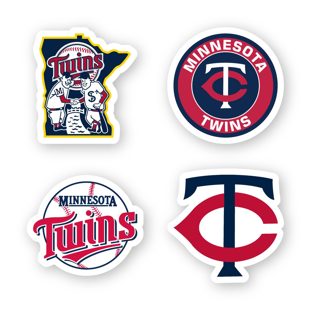 Minnesota Twins Stickers Set of 4 by 3 inches Decals MLB Tea Inspire