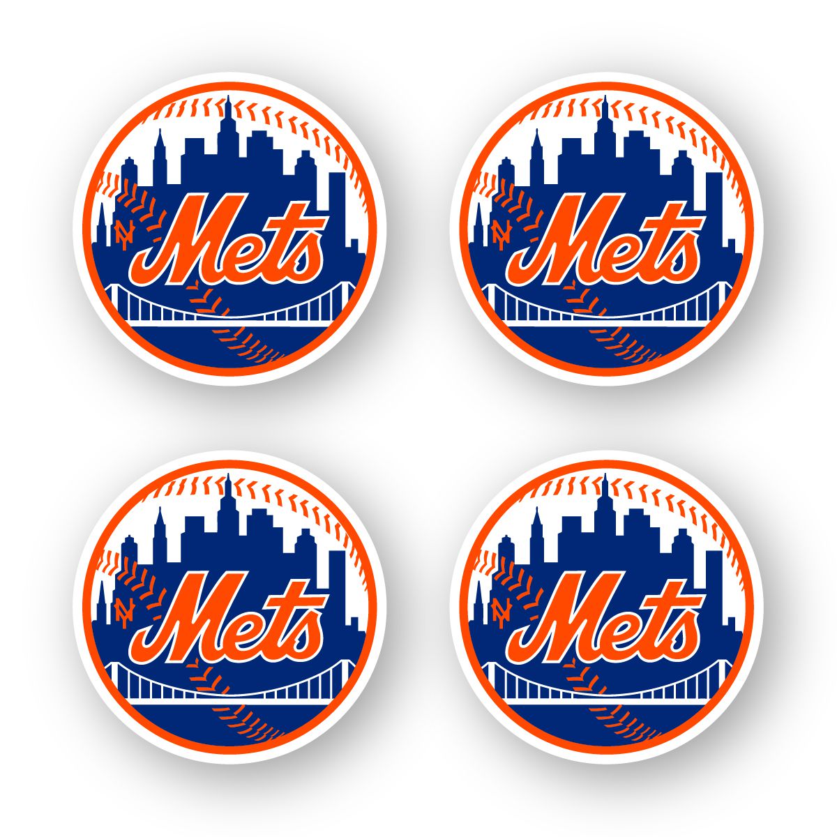 New York Mets Round Logo Emblem Stickers Set of 4 by 3 inche - Inspire Uplift