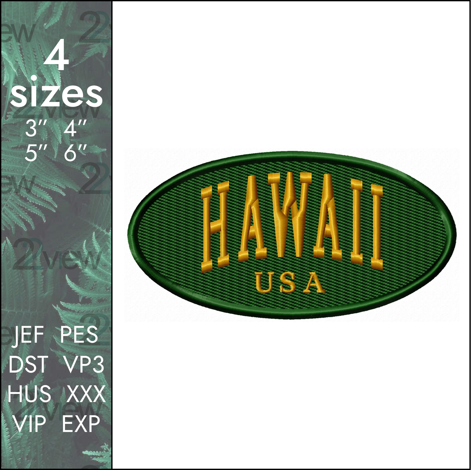 Hawaii Embroidery Design, american designs. 4 sizes Inspire Uplift