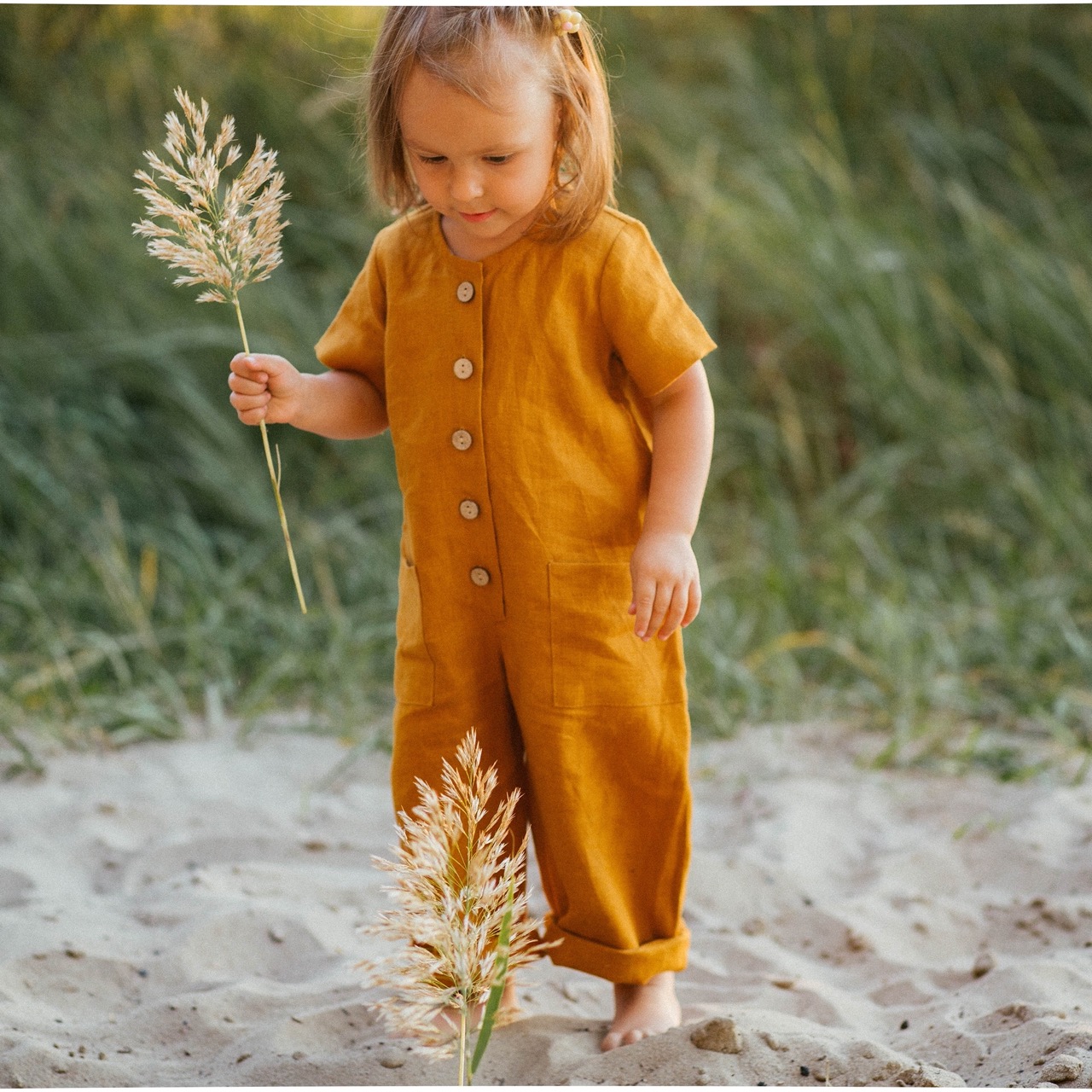 Toddler Linen Overalls, Unisex Kids Clothing, Children Rompe Inspire