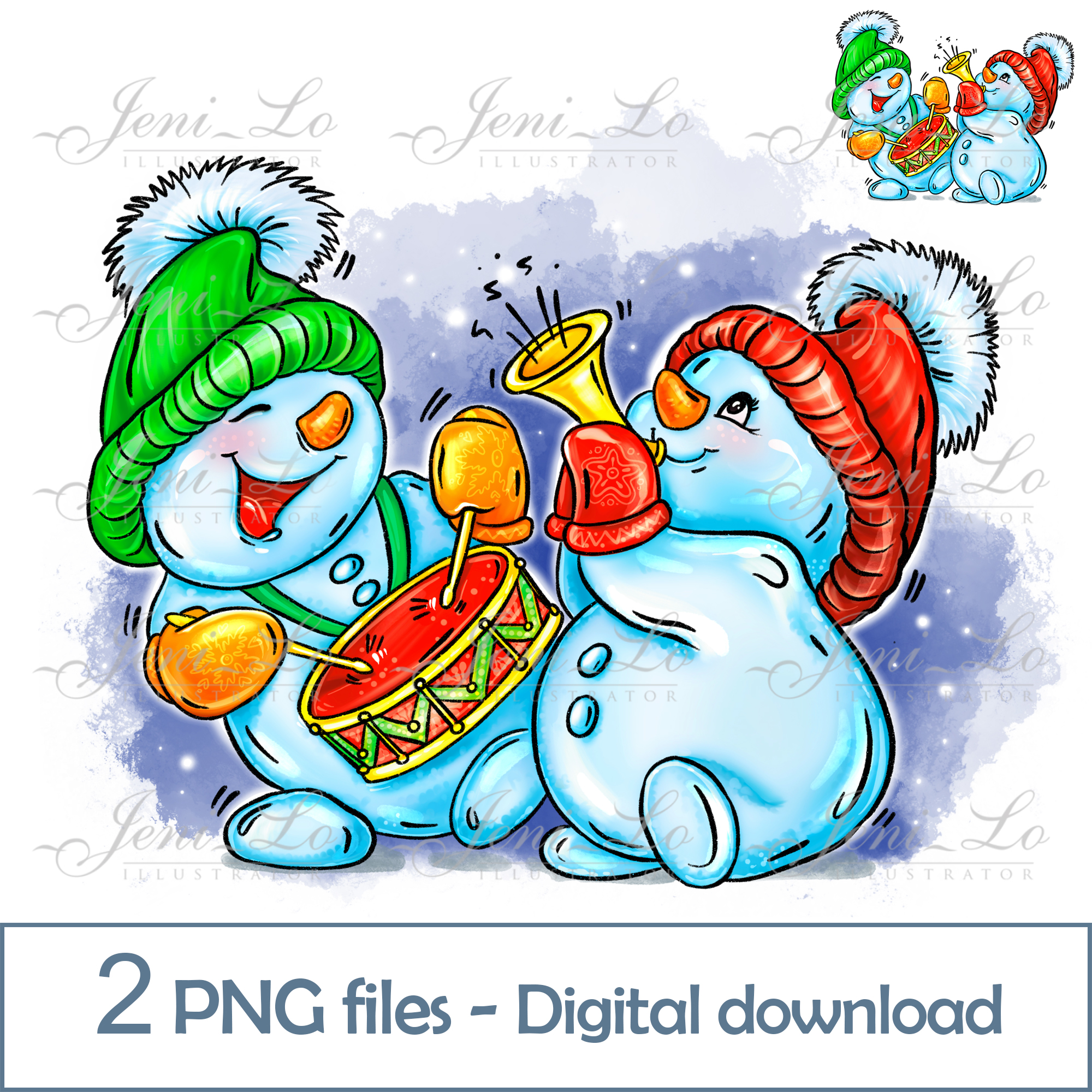 Snowmen Playing Instruments Music Snowmen PNG file Merry Christmas clipart Baby Snowman | Inspire ...