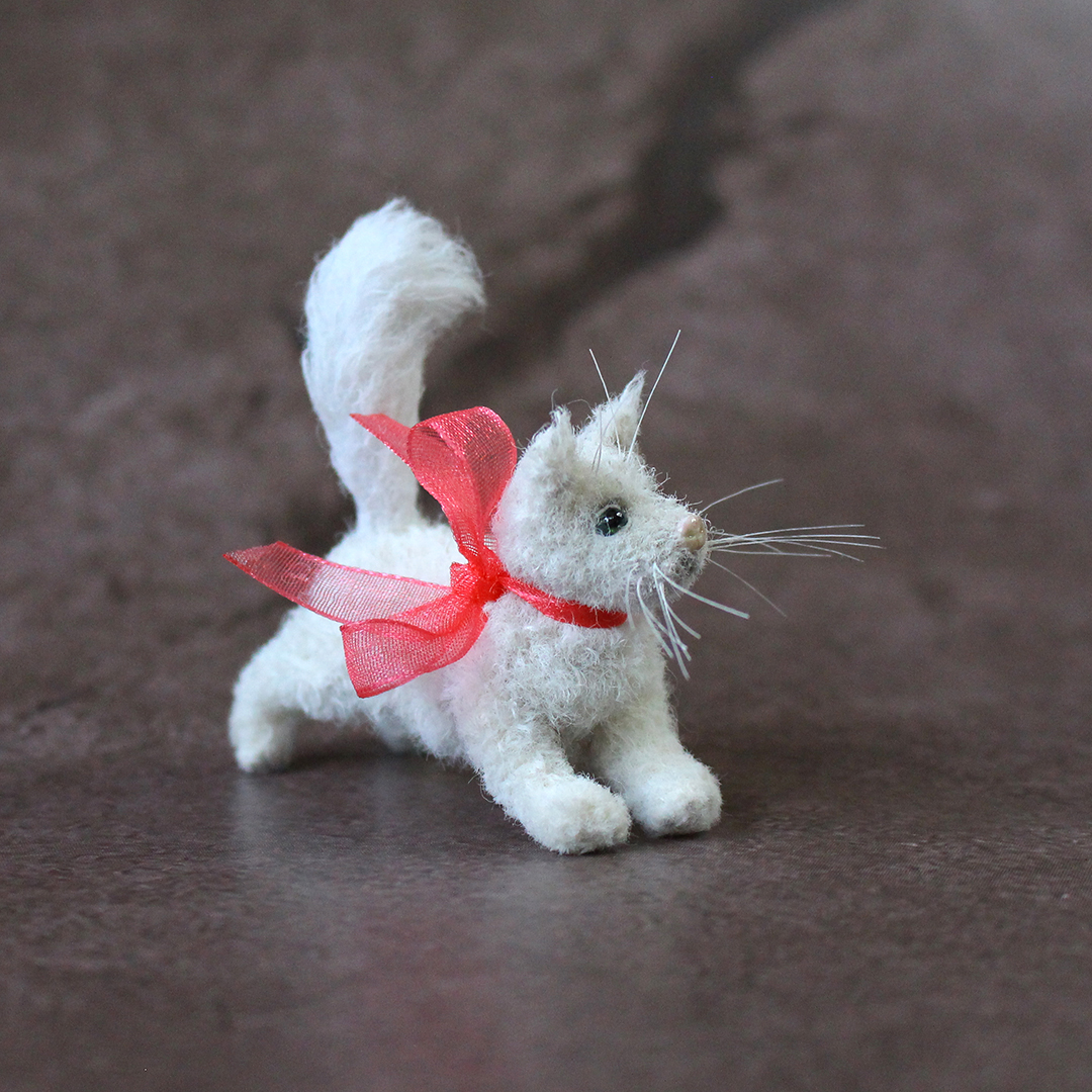 Cute White Kitty. Realistic mini toy. Miniature Kitten Inspire Uplift