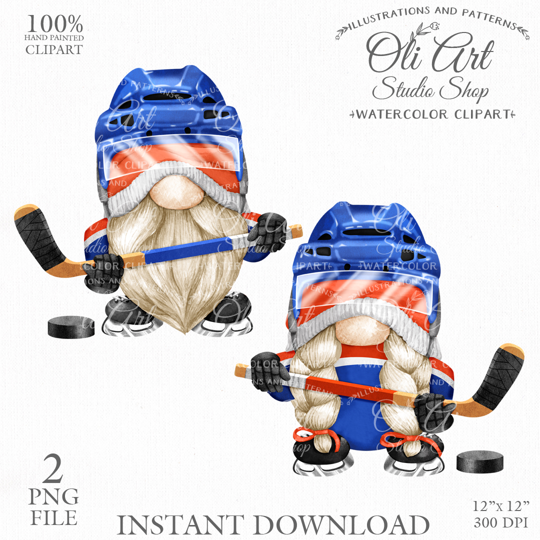 Hockey Gnome Clip Art. Sports Gnome. Cute Characters. Hand D Inspire
