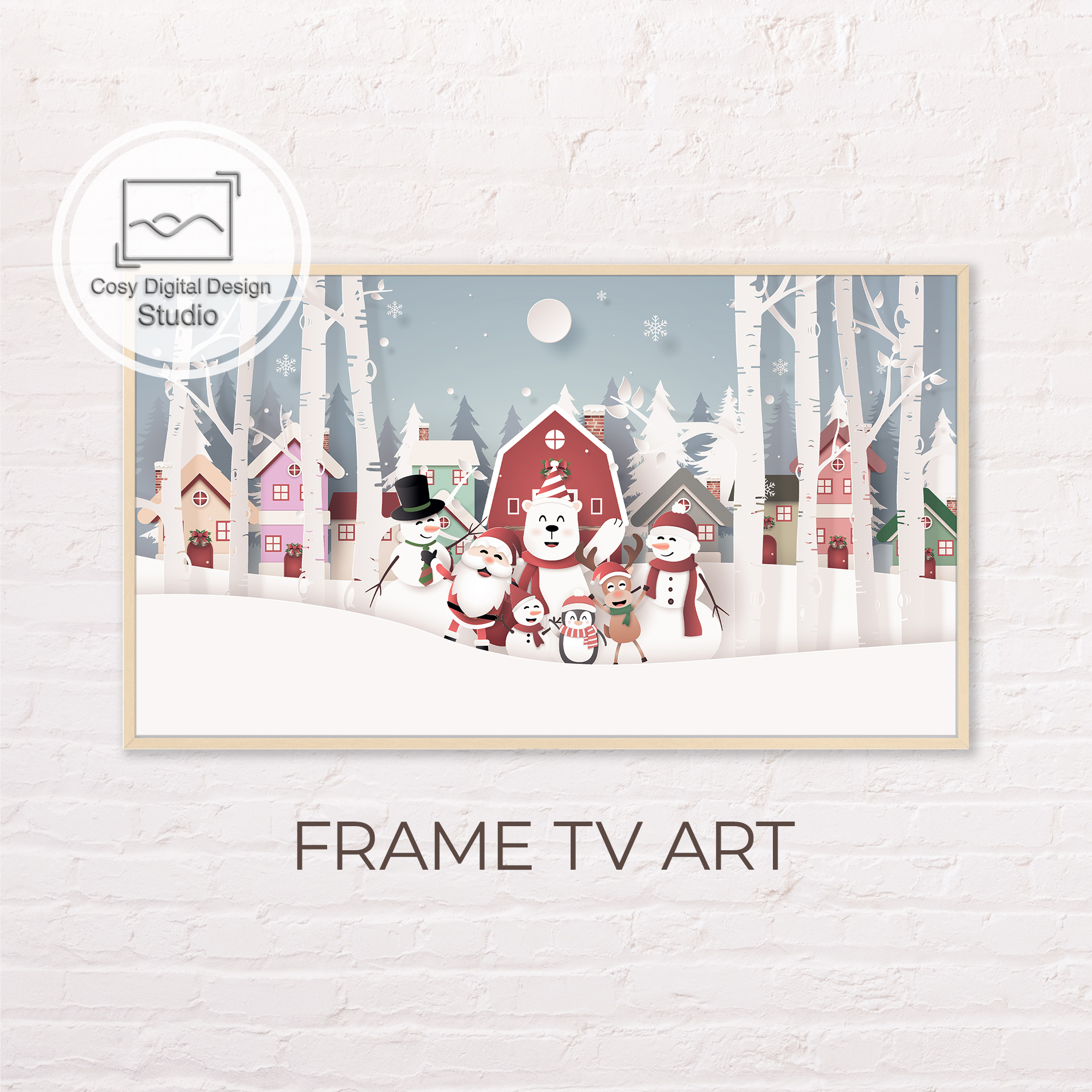 Samsung Frame Tv Art 4k Merry Christmas Santa Village Art Inspire