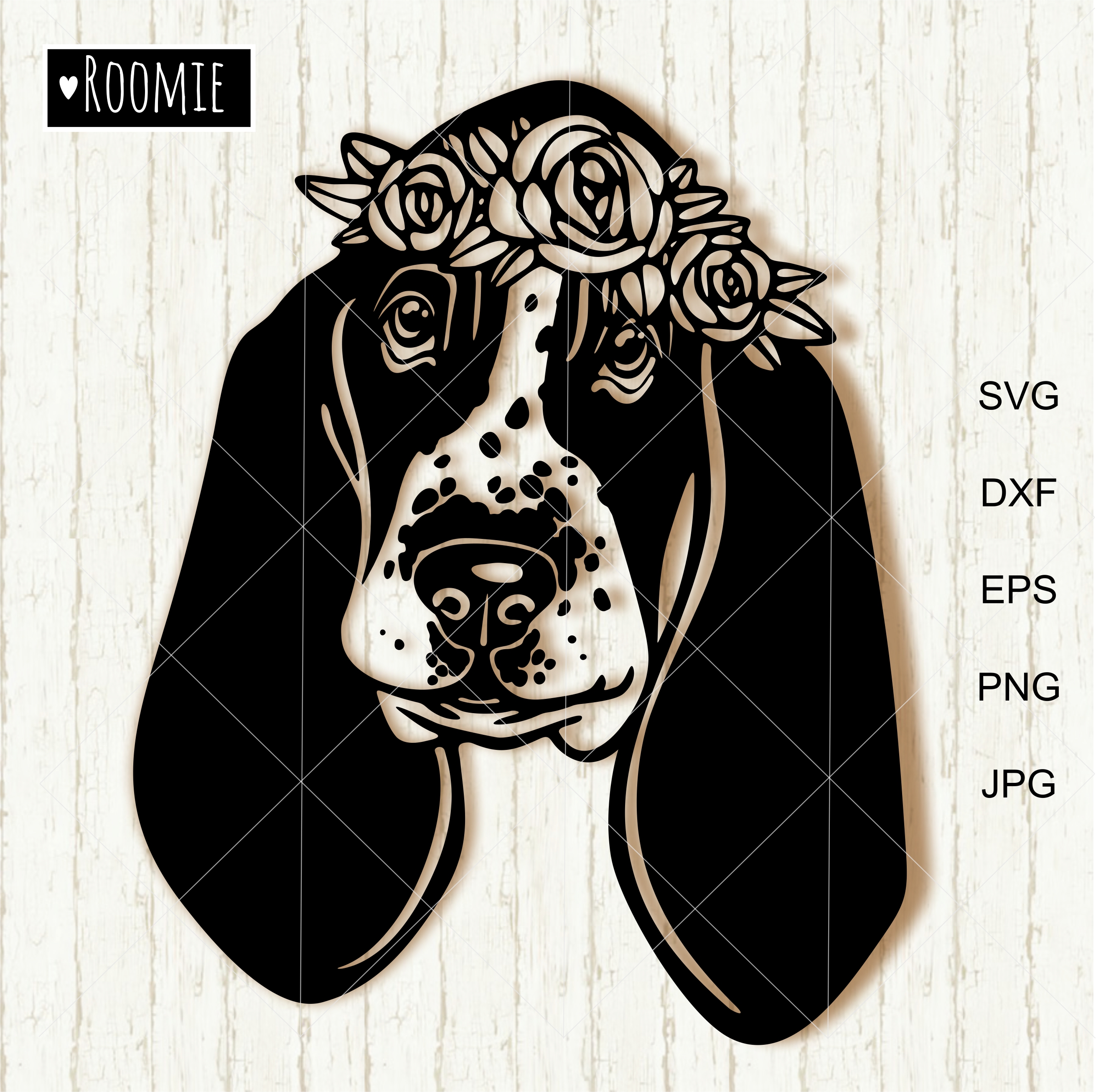 Basset Hound With Flower crown SVG, Basset Hound Mom Dad Shi Inspire