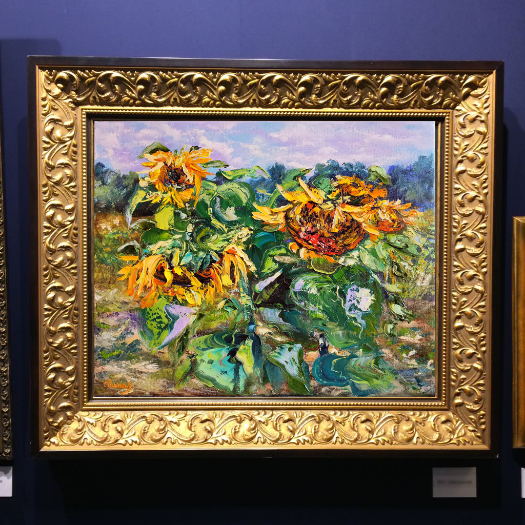 Oil Painting Field Sunflowers Landscape Impasto Original Art | Inspire ...