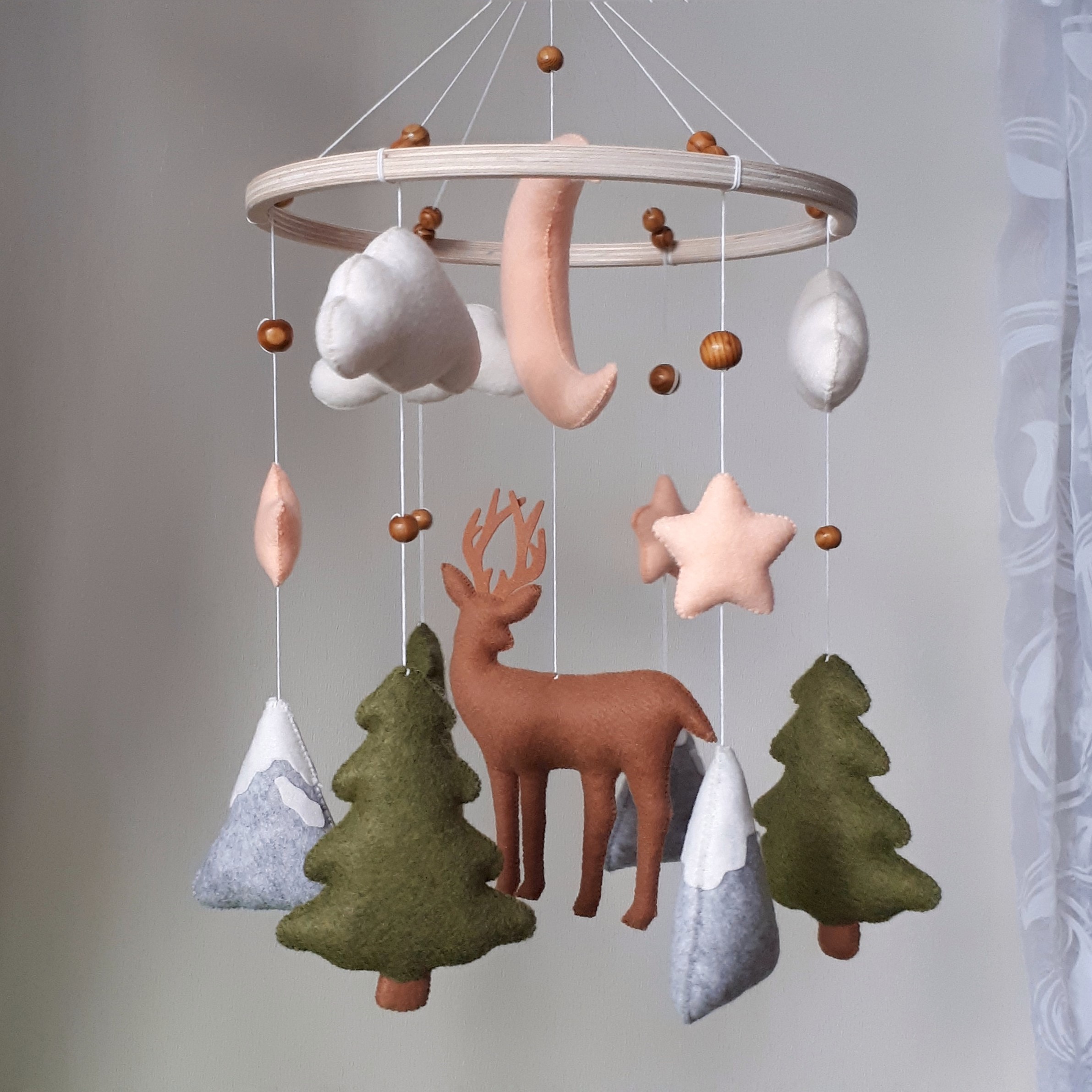 Baby mobile woodland nursery, forest deer crib mobile scandi | Inspire