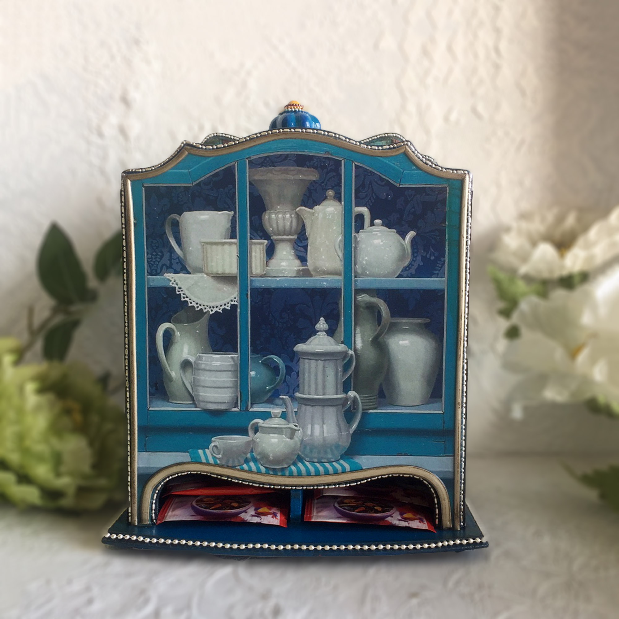 Turquoise tea house, Wooden tea box, Tea Party, kitchen deco Inspire