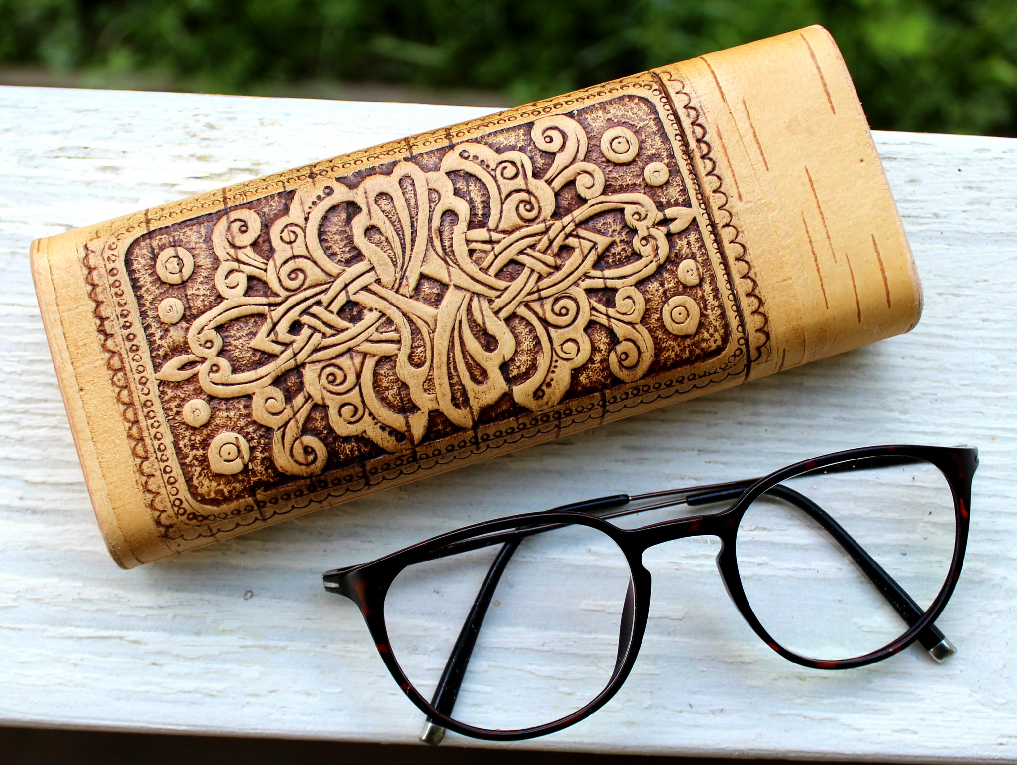 Glasses Case, Hand carved wood Eyeglass holder Inspire Uplift