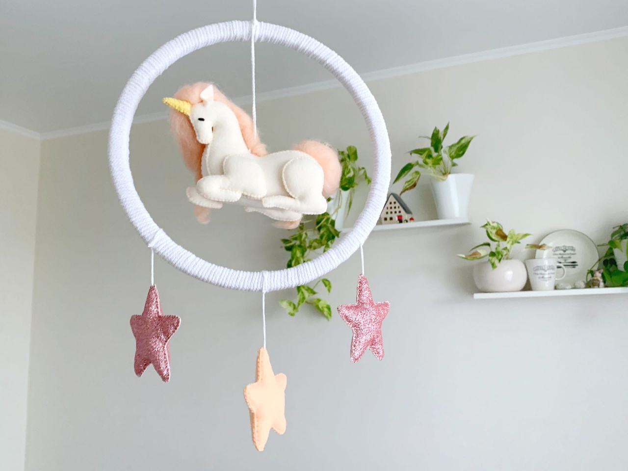 Unicorn baby girl mobile Unicorn nursery decor Unicorn ornam Inspire
