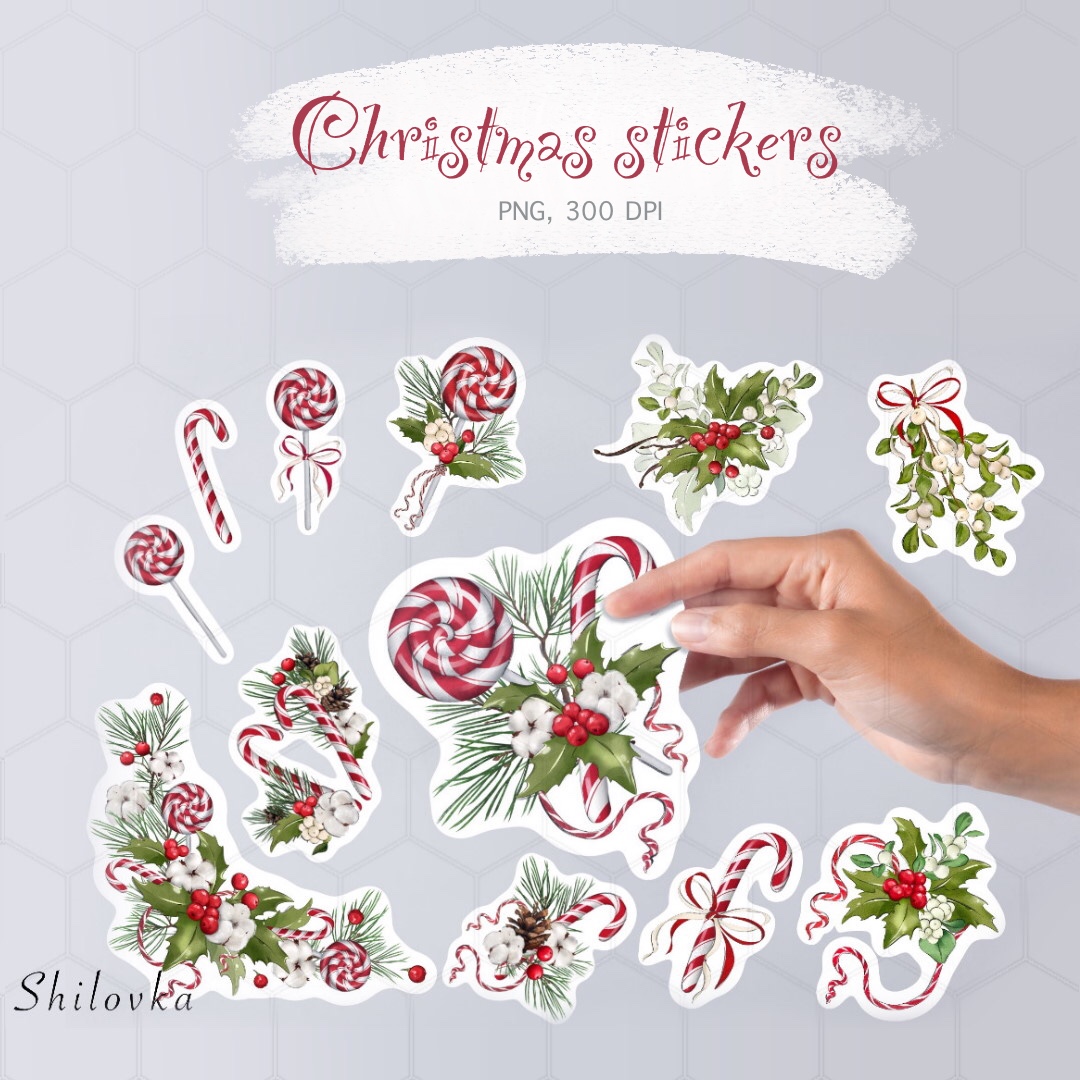Christmas stickers printable. Christmas Digital File PNG | Inspire Uplift