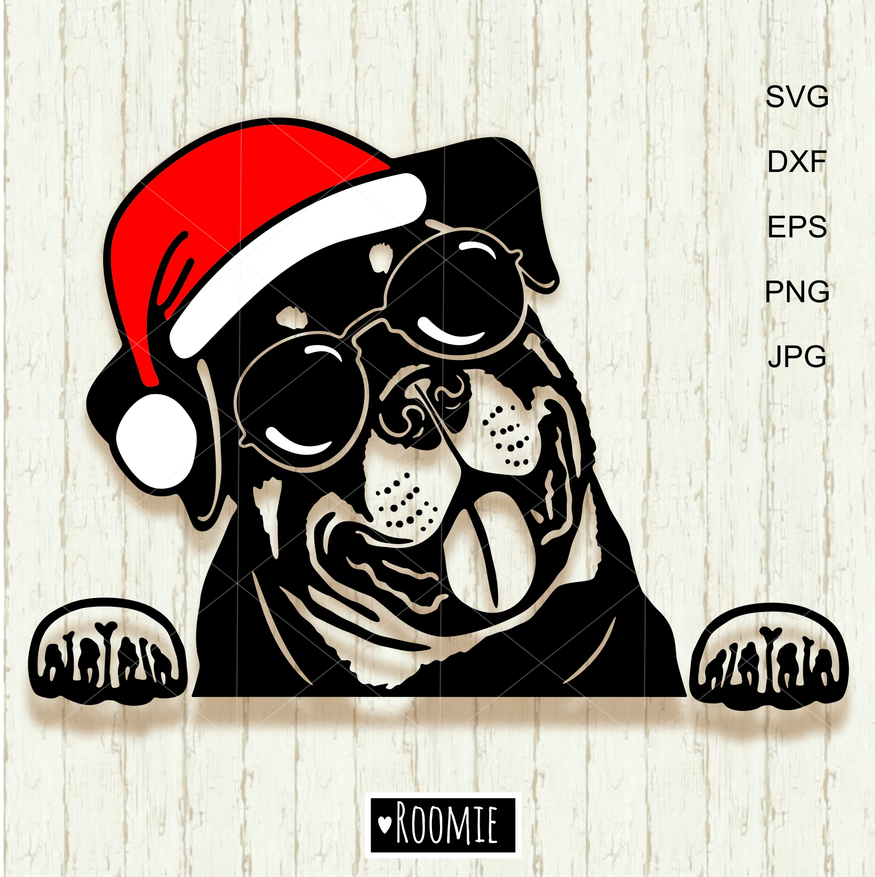Christmas Rottweiler with Santa hat and sunglasses svg, Rott - Inspire ...