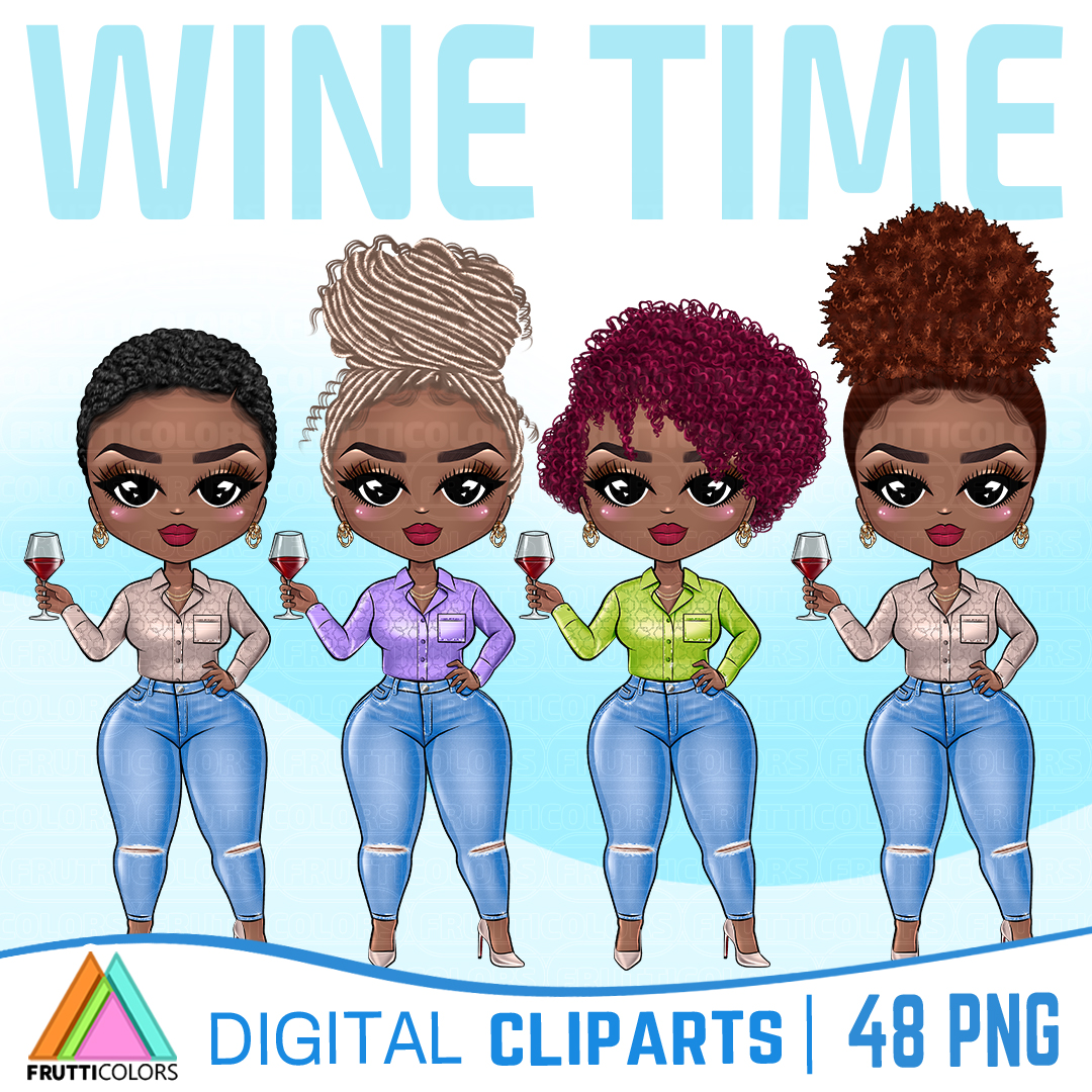 Wine time clipart african american fashion dolls 48 png inspire