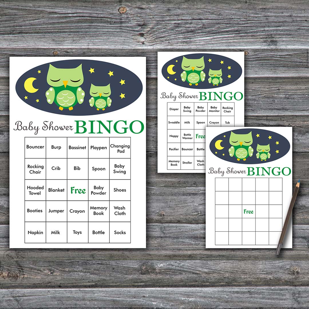 60 Sleeping Owl Baby Shower Bingo Cards,Owl Baby Shower Bing - Inspire ...