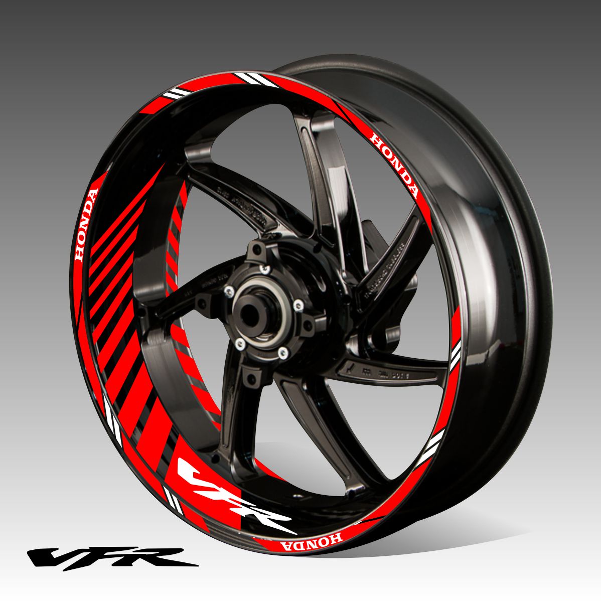 Reflective Stripe Stickers Decals For Honda VFR Motorcycle Wheels – Red, PVC (VFR750/800/1200)