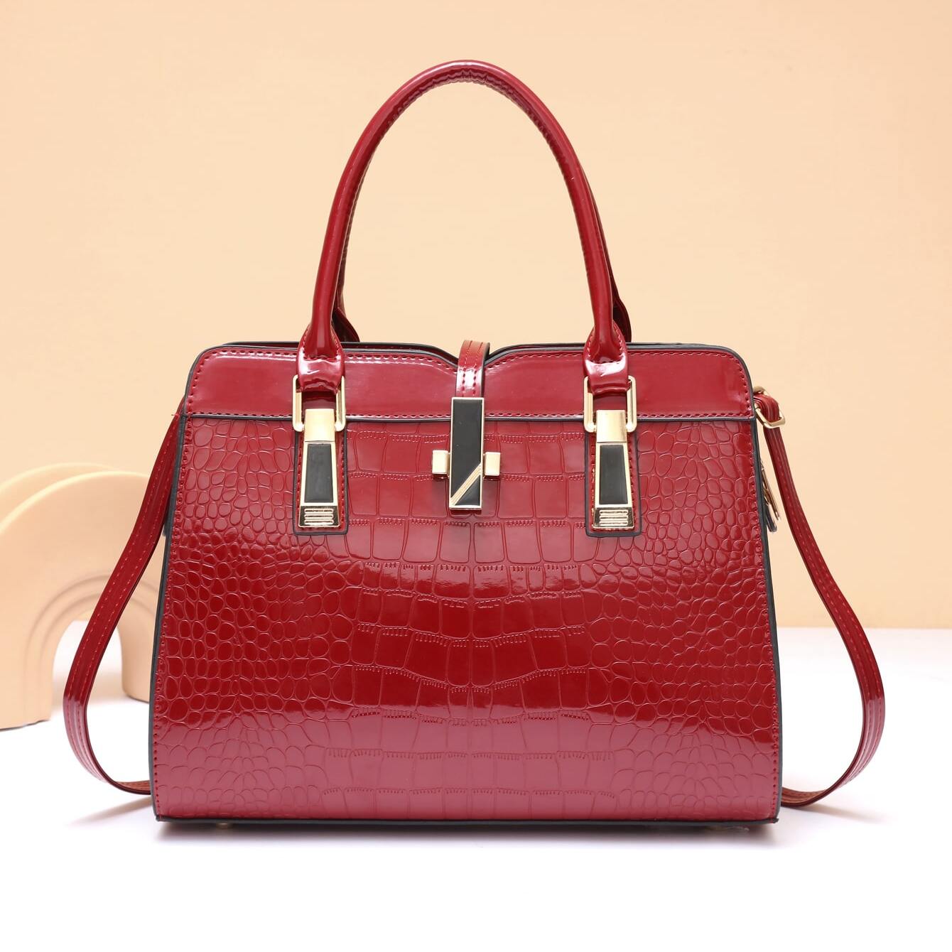 Womens Crocodile Embossed Top Handle Bag Inspire Uplift