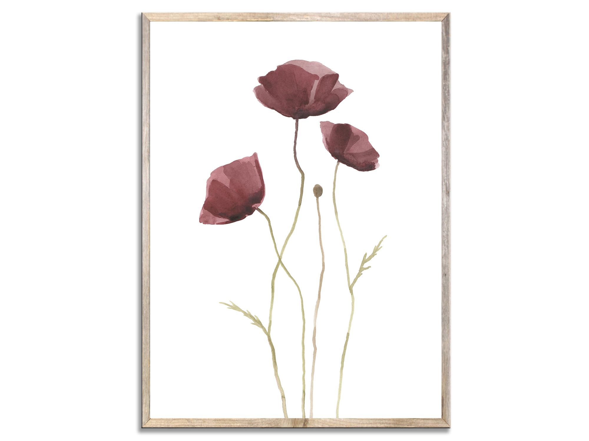 Poppies Art Print Flowers Watercolor Painting Floral Red | Inspire Uplift