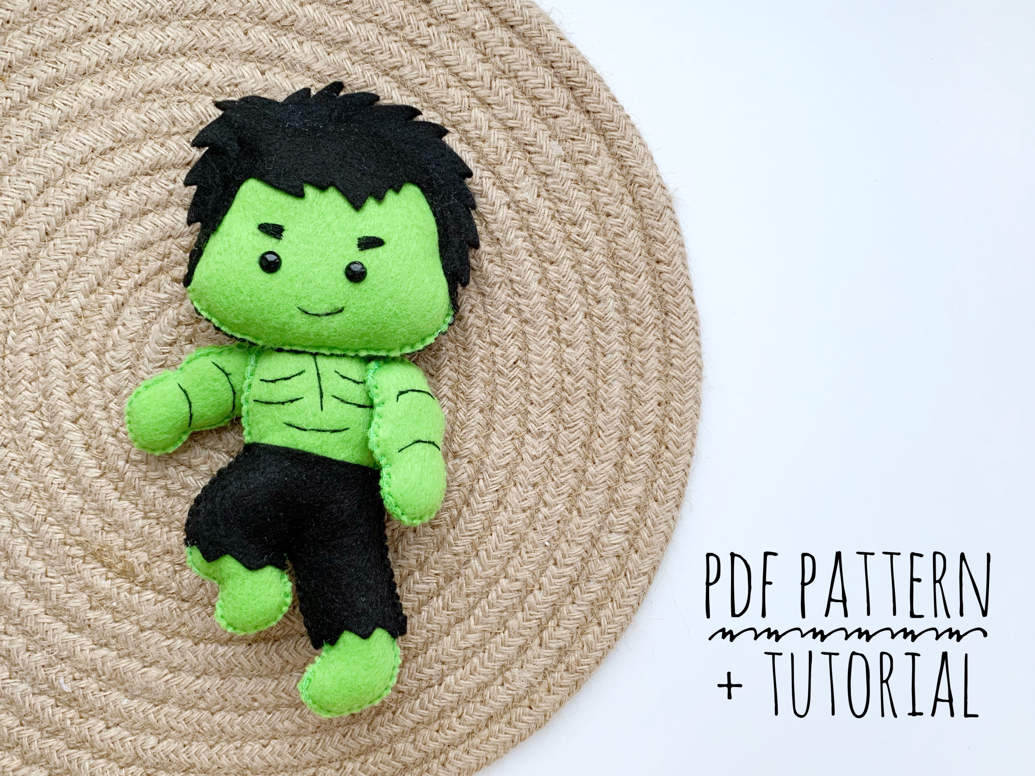 Hulk Pattern Print Hulk felt sewing pattern Hulk doll PDF pattern Superhero | Inspire Uplift