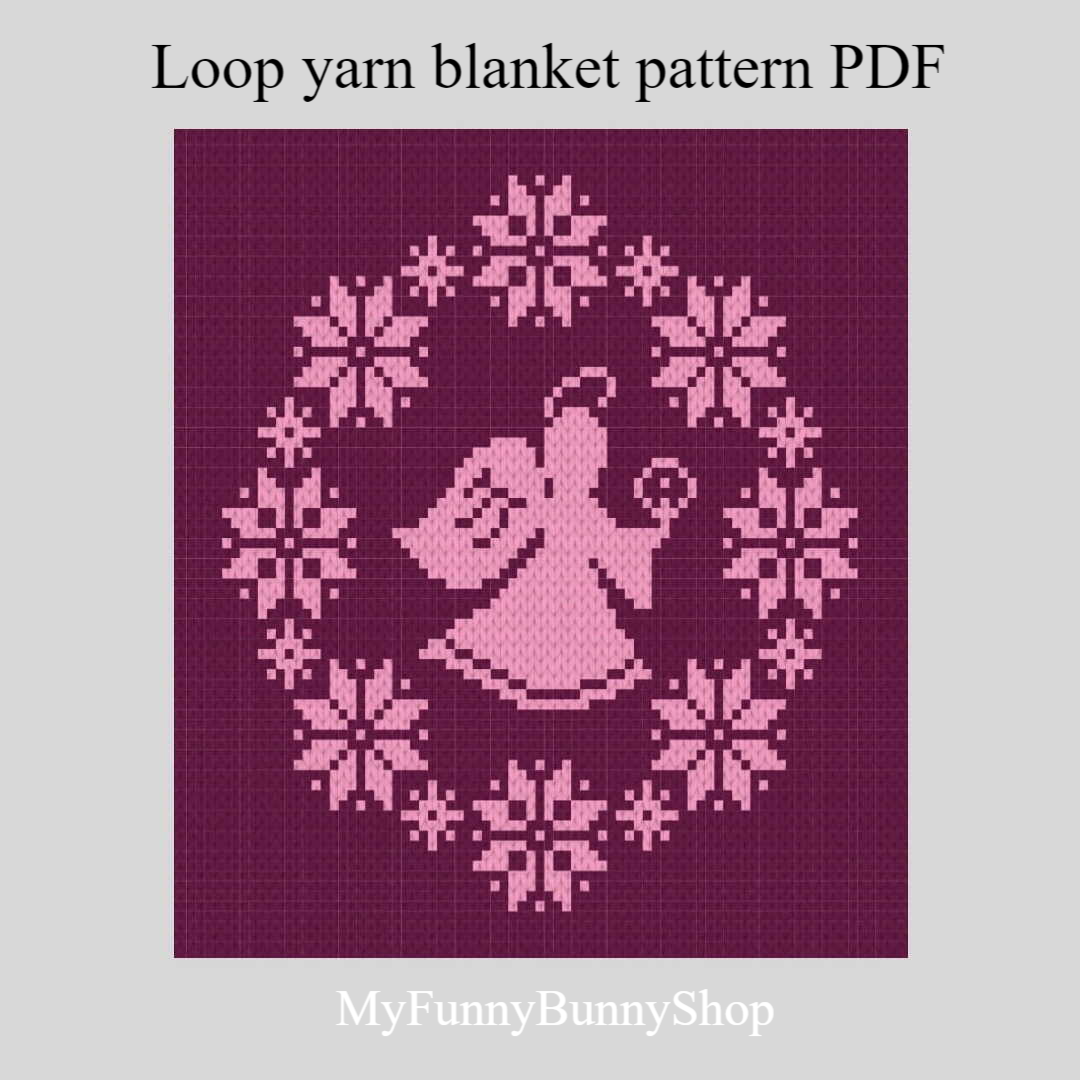 Loop yarn finger knitted Christmas Angel blanket pattern PDF Inspire