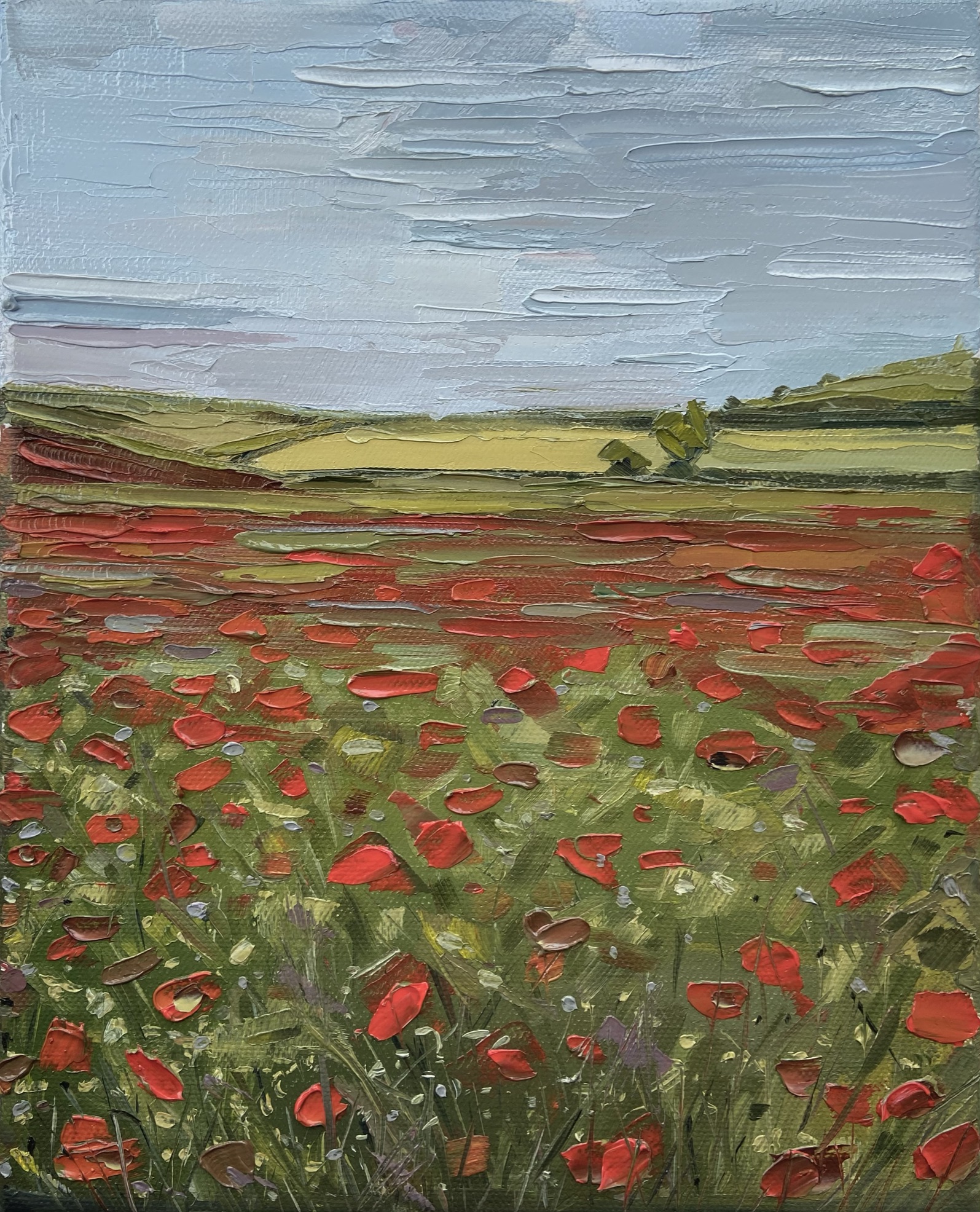 Landscape oil painting Poppy Flowers Field Original Oil Pain | Inspire ...