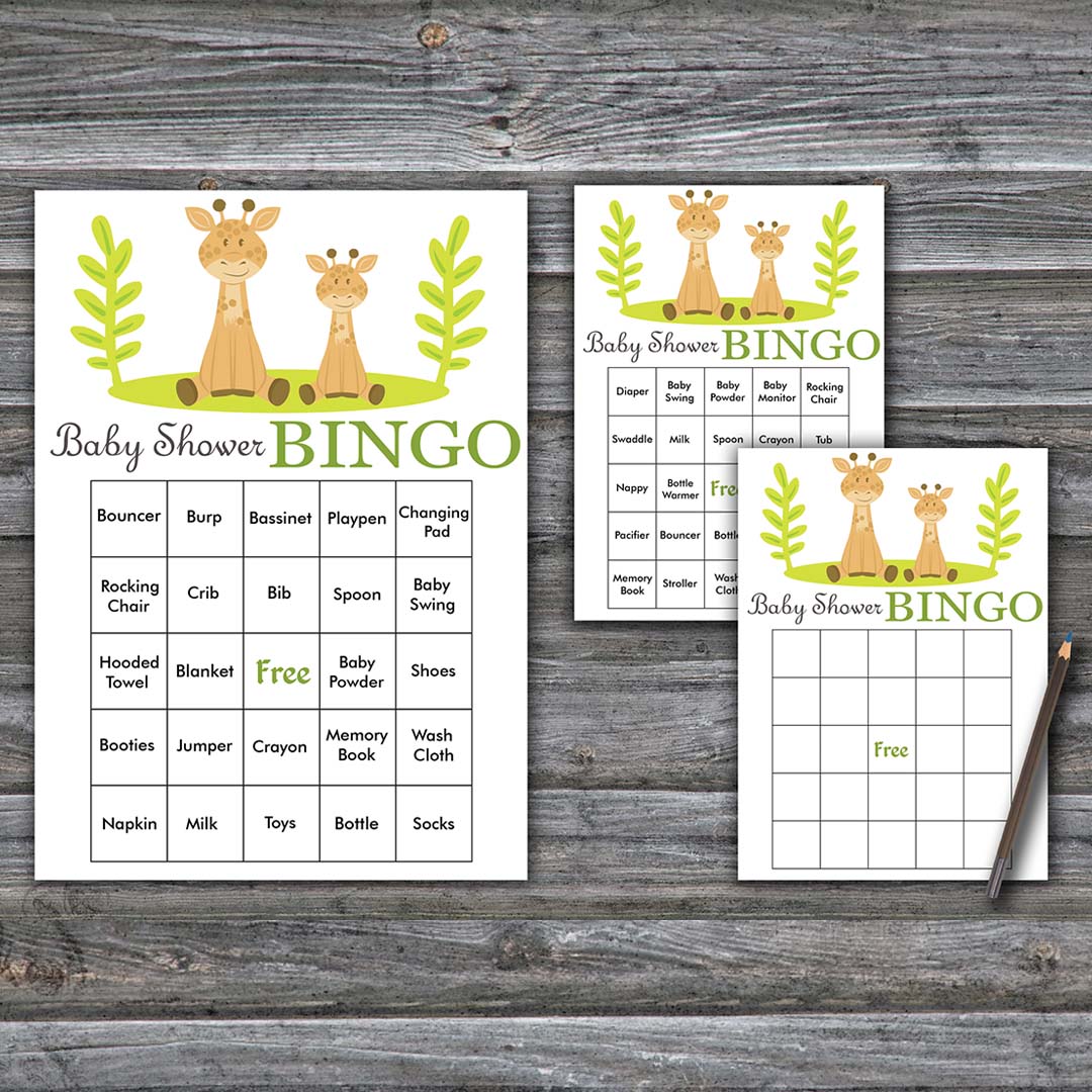 Safari Baby Shower Bingo Cards,Giraffe Baby Shower Bingo Gam - Inspire ...