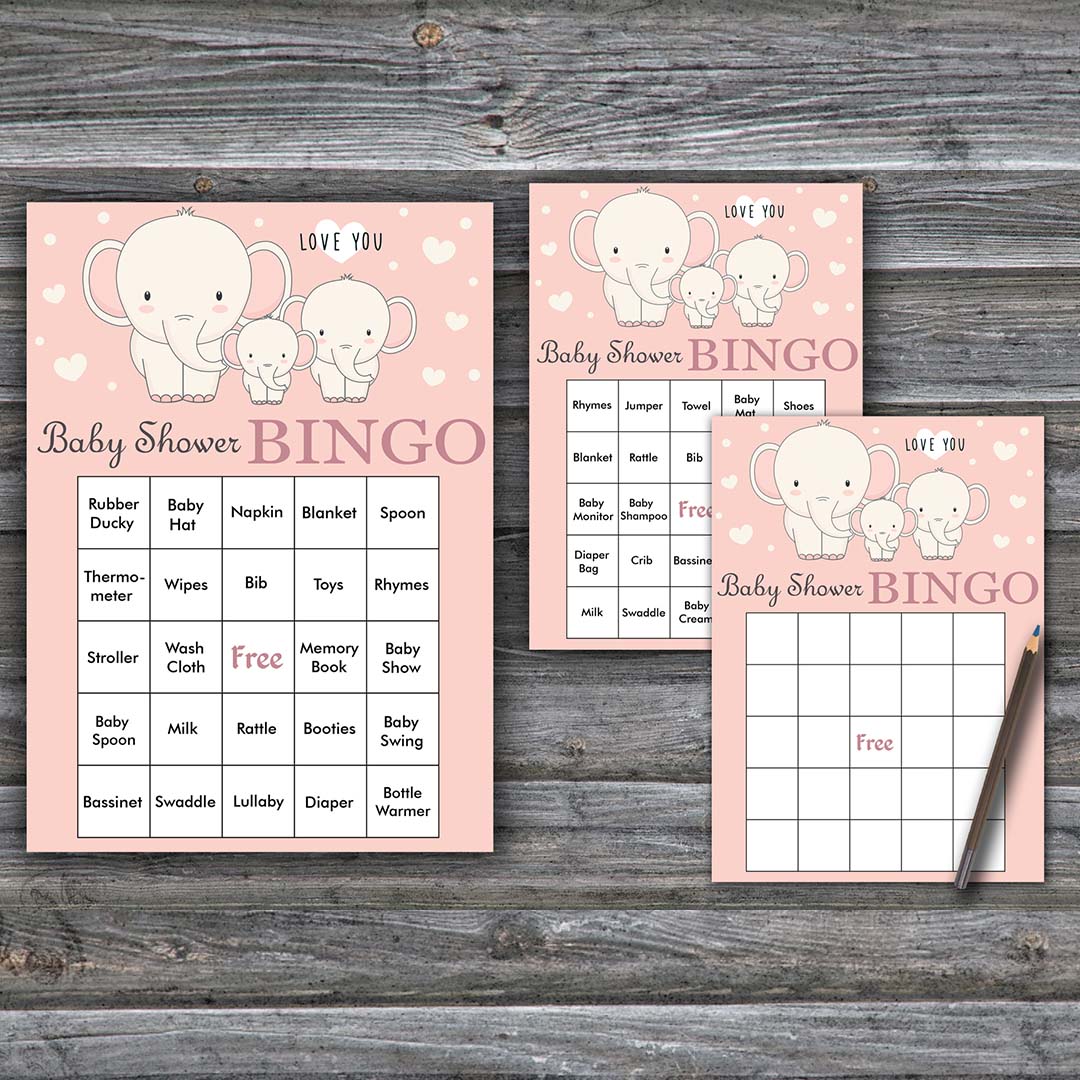 Elephant theme Baby Shower Bingo Cards,Elephant Baby Shower Inspire