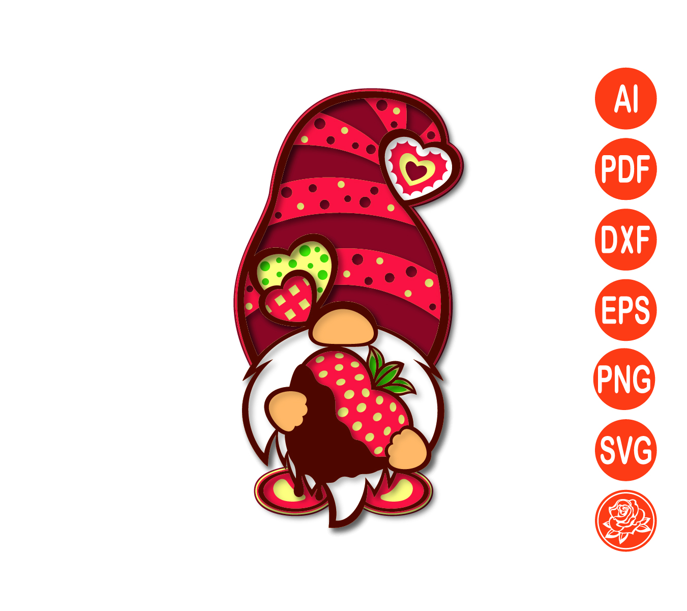 Layered Valentine's gnome mandala SVG files for Cricut - Inspire Uplift