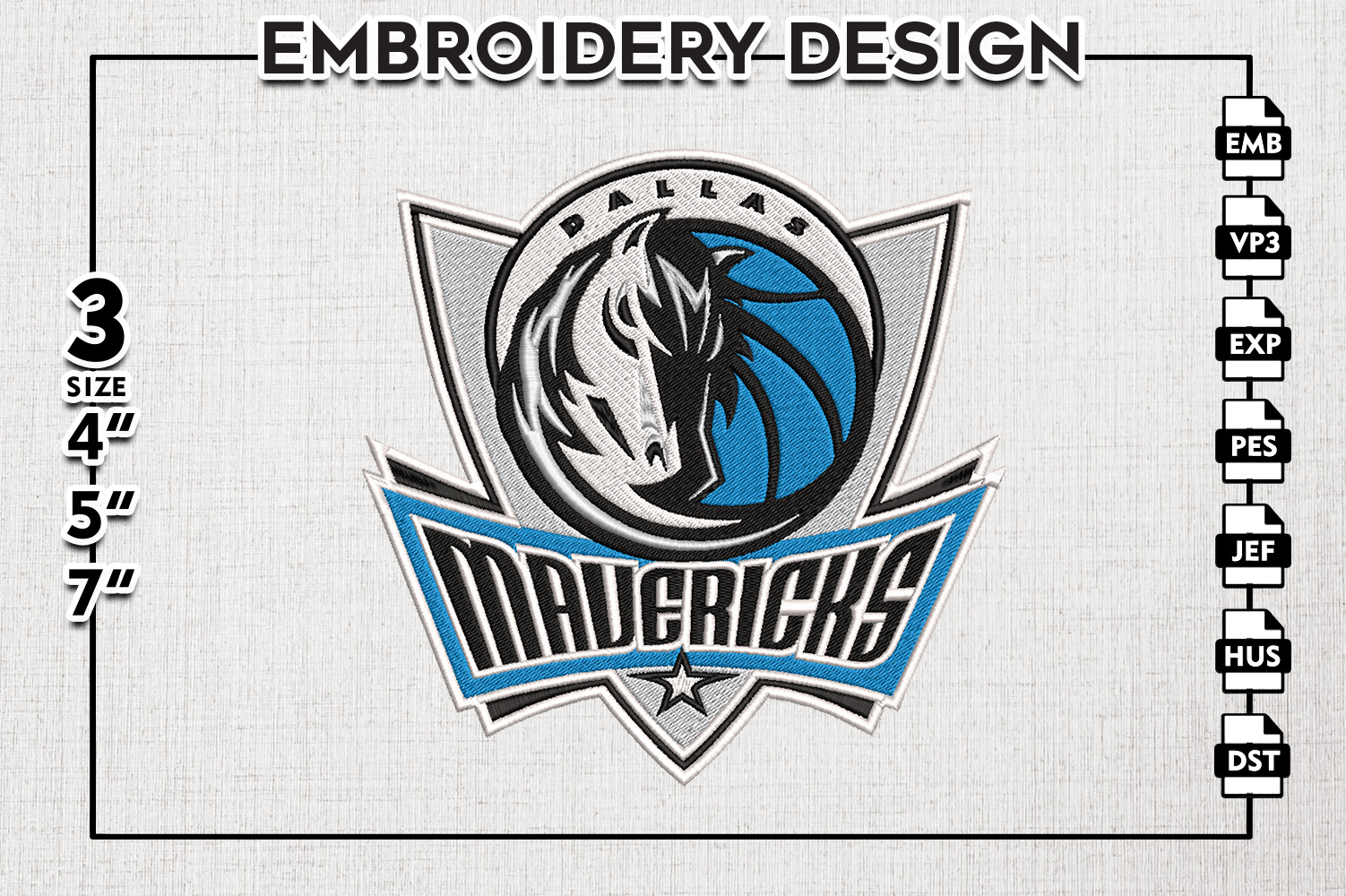 Dallas Mavericks Embroidery Design, Dallas Mavericks Logo NB Inspire
