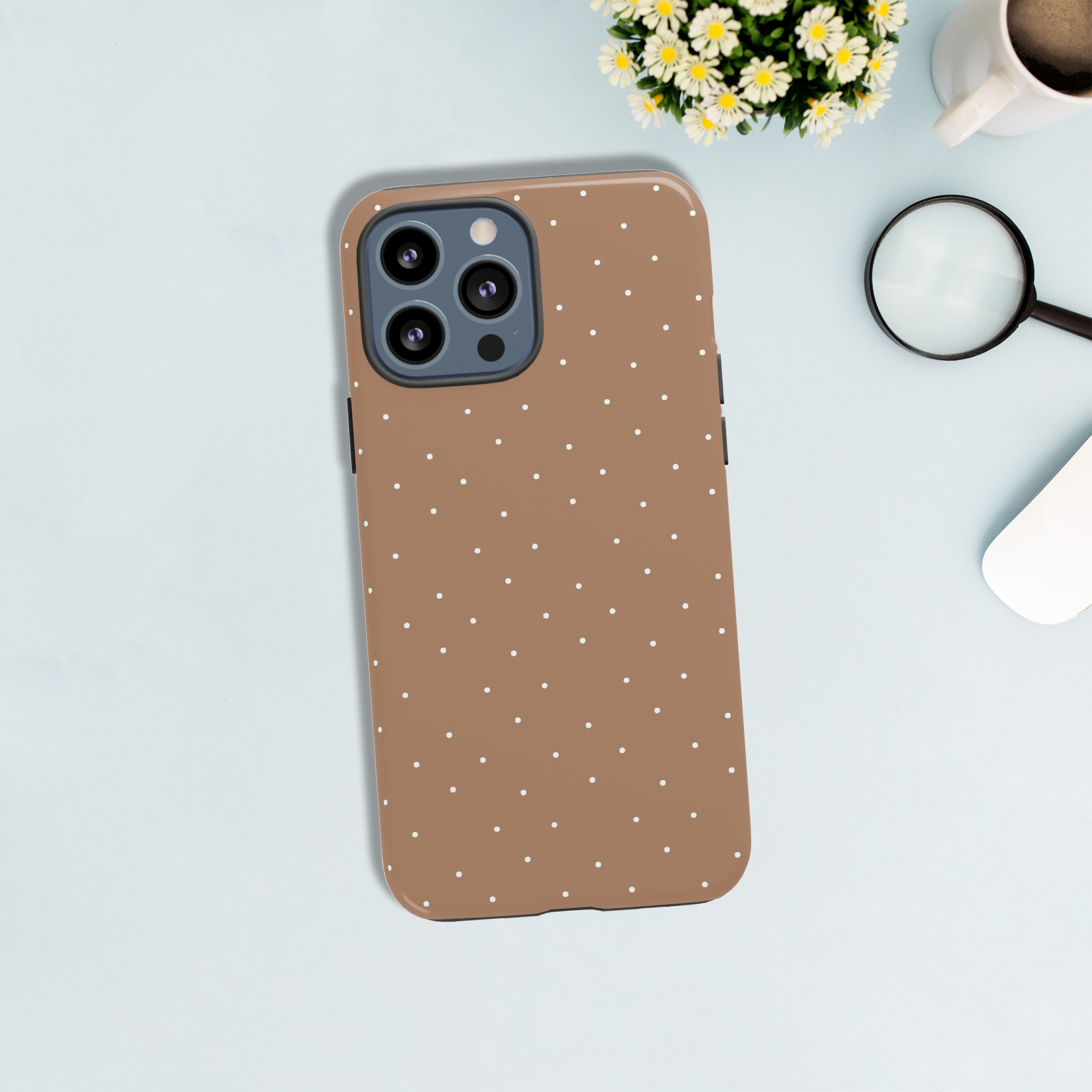 Tough Polka Dots Brown iPhone 14 13 Case iPhone 12 11 Case i Inspire