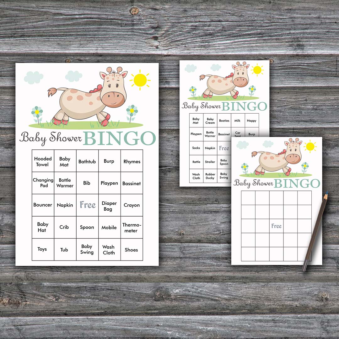 Giraffe baby shower bingo cards safari baby shower bingo gam inspire