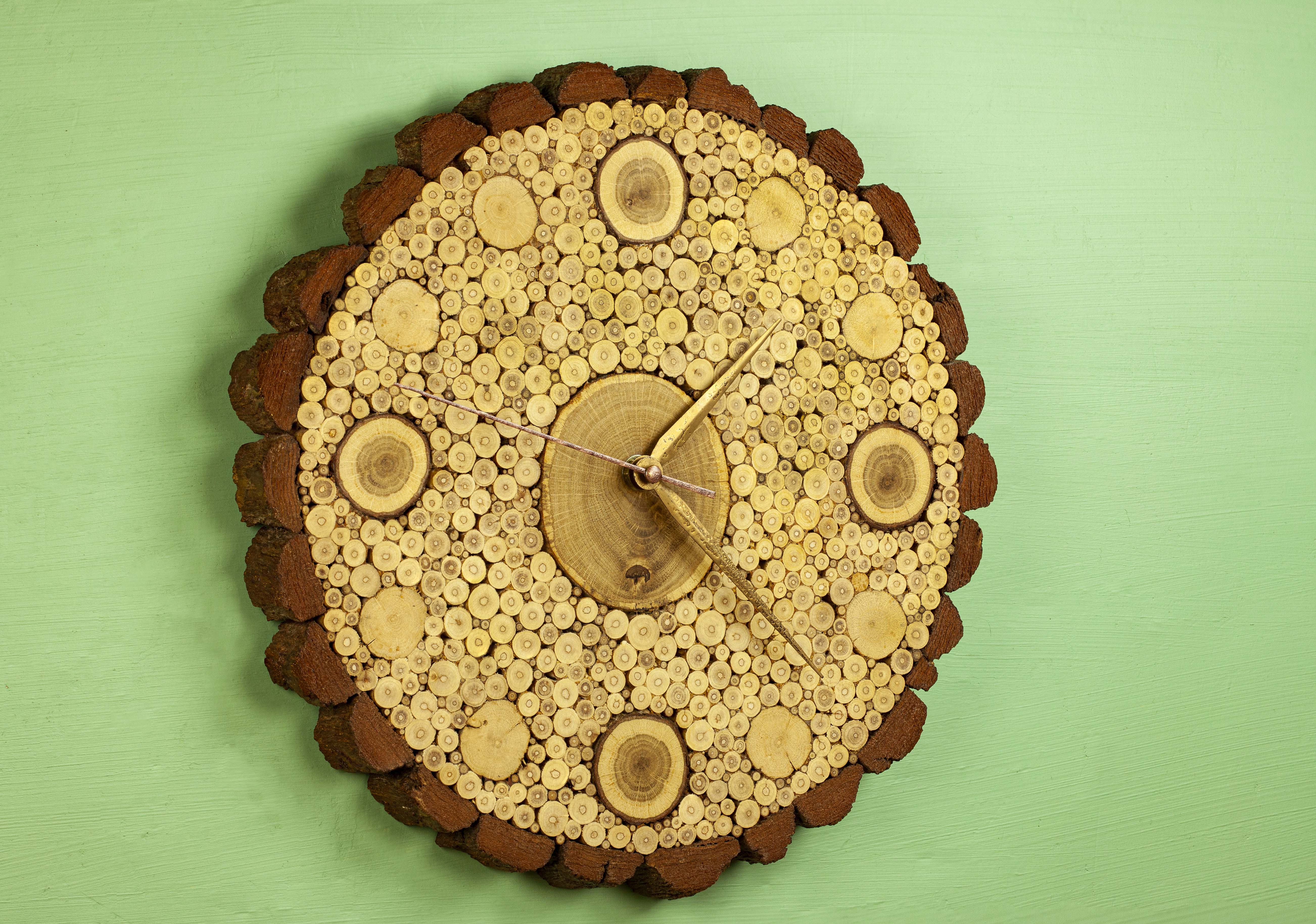 Mandala clock, Natural Wood Clock, Tree Slice Clock, Wood Sl Inspire