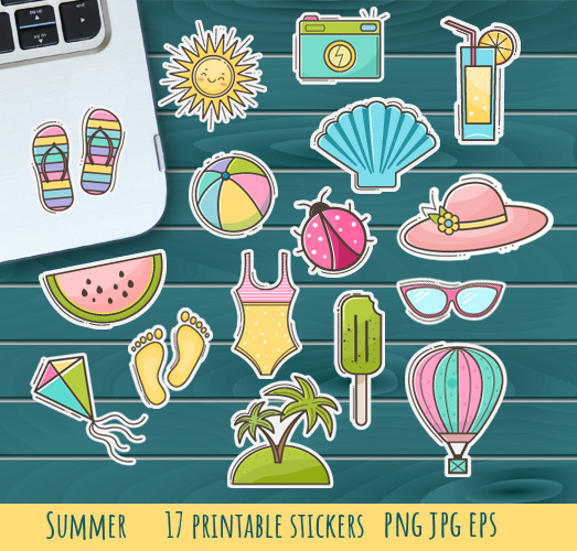 Summer stickers, Printable stickers designs, Instant Downloa - Inspire Uplift