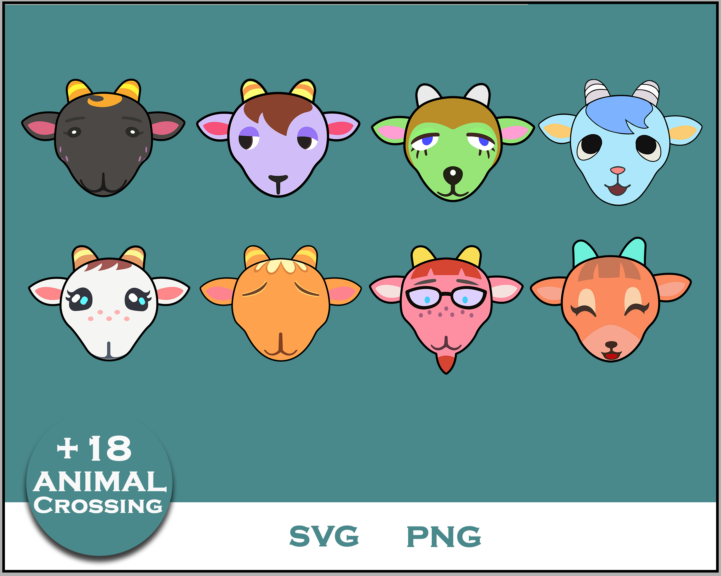 Goat Animal Crossing Bundle SVG, Goat Animal SVG, Cartoon SV Inspire Uplift