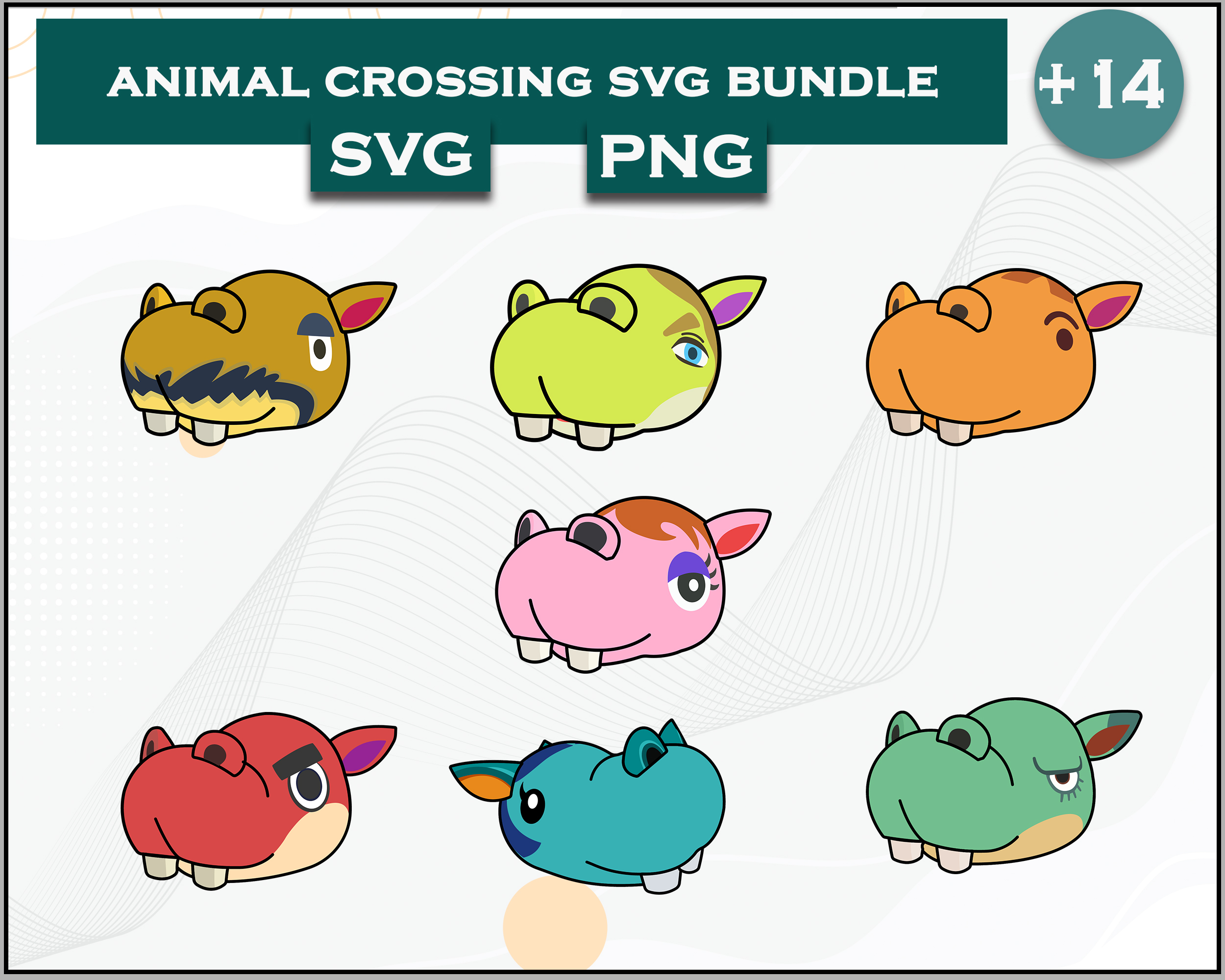 Hippo Bundle SVG, Hippo SVG, Animal Crossing SVG, Cartoon SV - Inspire