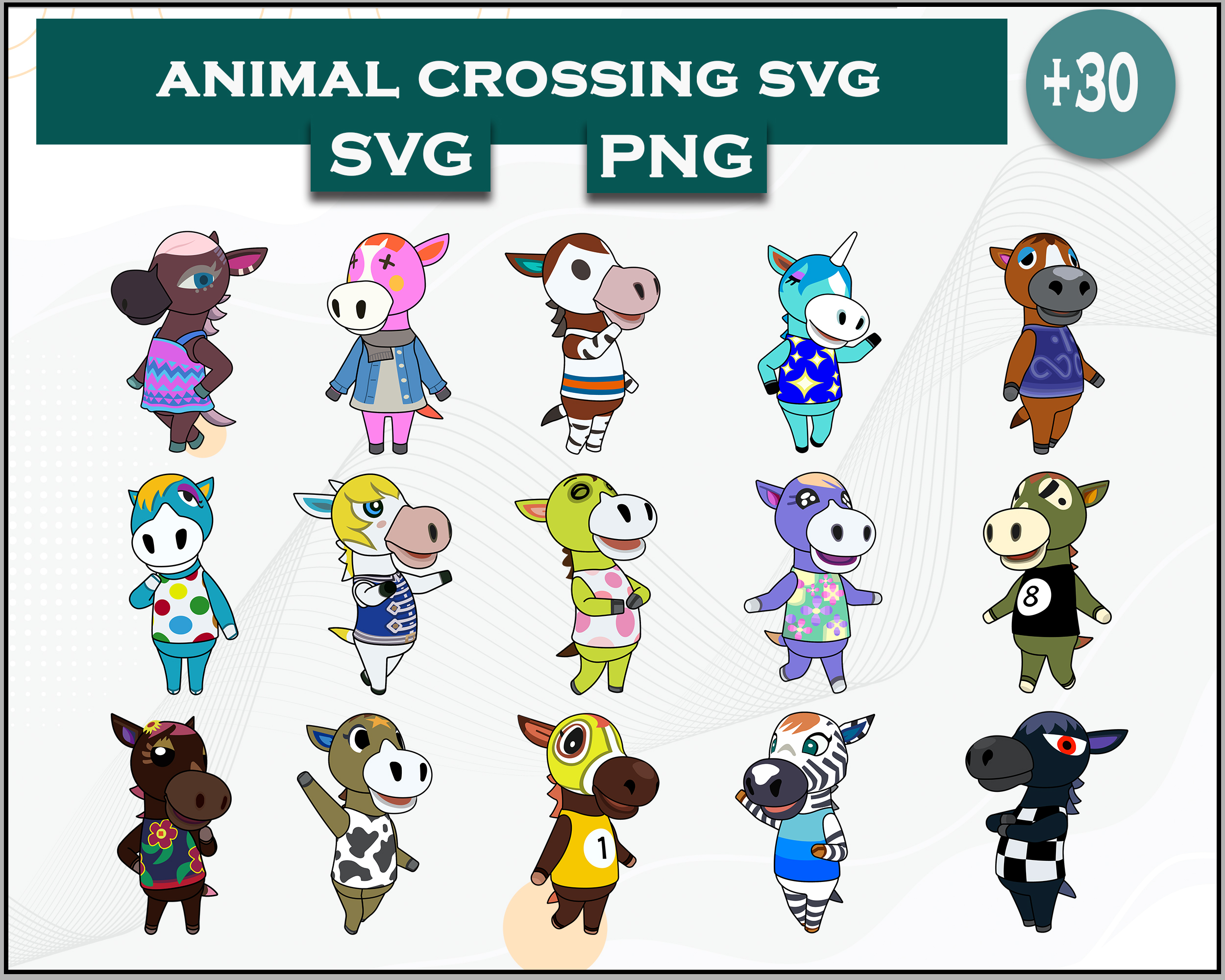 Horse Bundle SVG, Hippo SVG, Animal Crossing SVG, Cartoon SV - Inspire