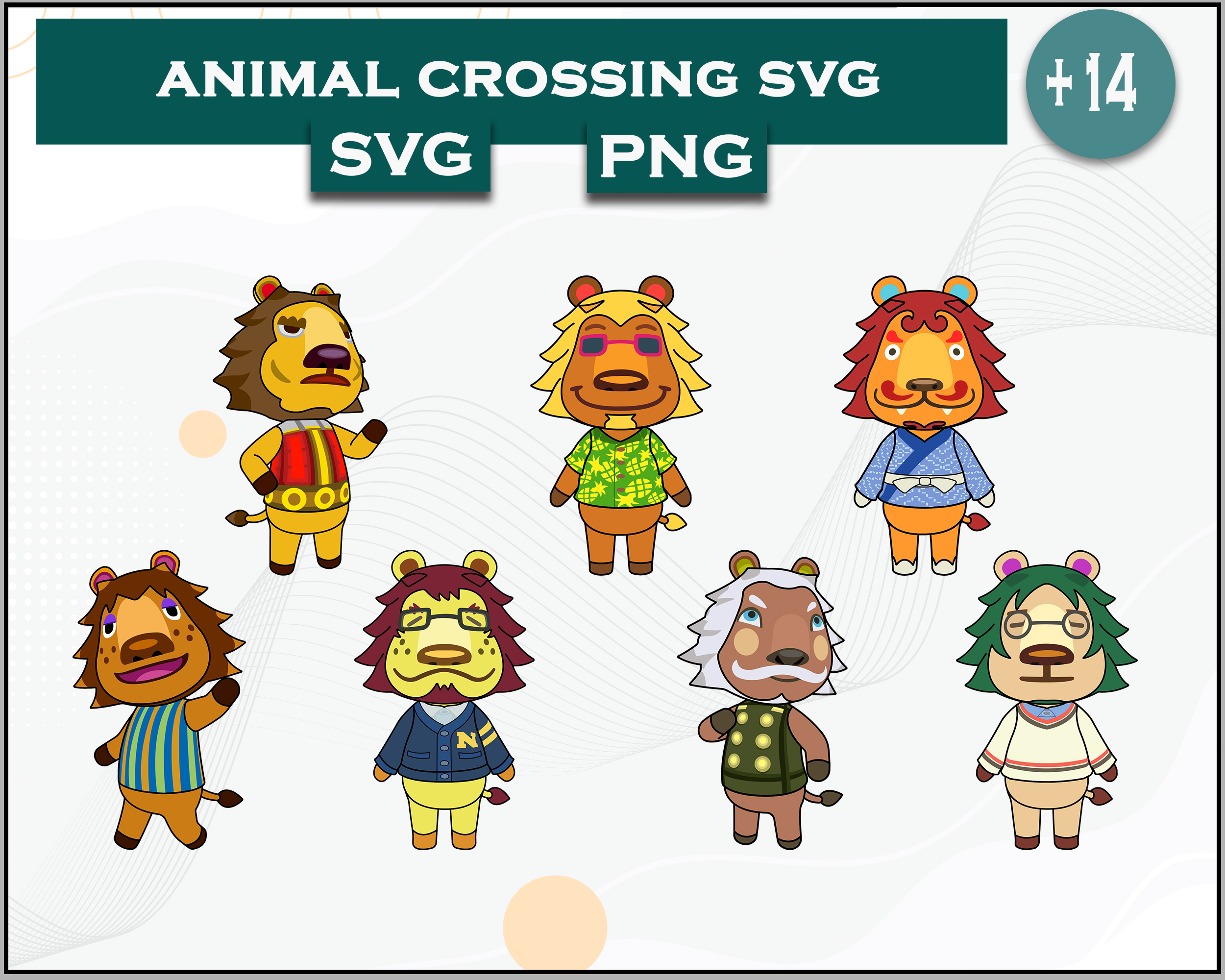 Lion Animal Crossing Bundle SVG, Lion Animal SVG, Cartoon SV Inspire