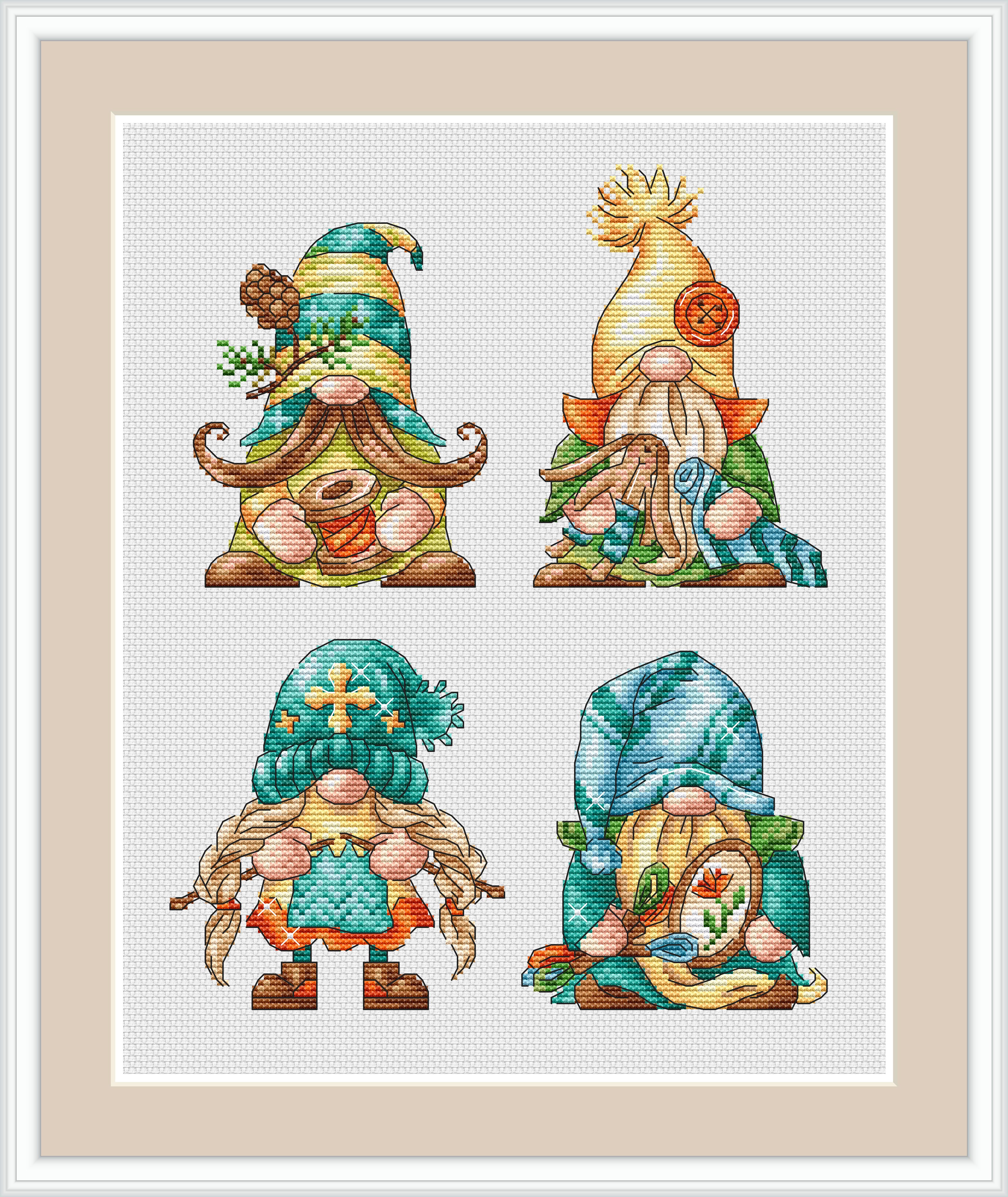 Gnomes and Needlework Cross Stitch Pattern Gnome Cross Stitc | Inspire ...