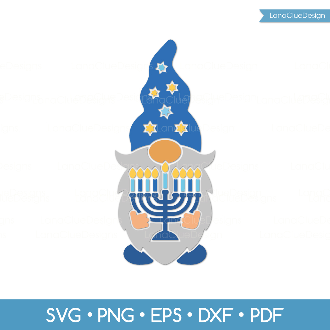 Hanukkah Gnome SVG Gnome With Menorah Hanukkah Cut File Inspire