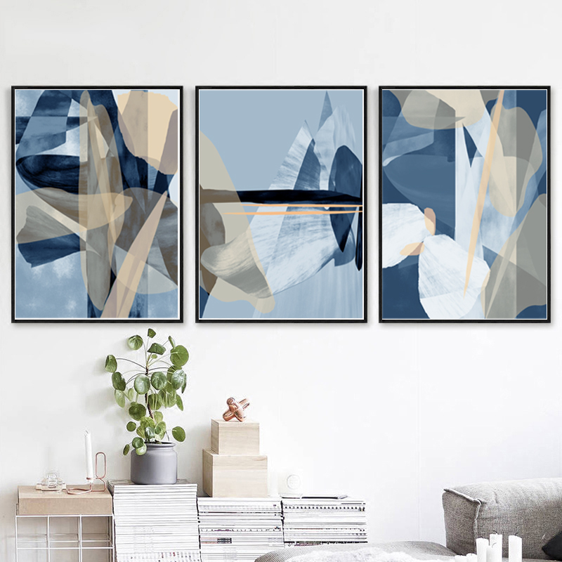 Blue Abstract Print Set Of 3 Triptych Modern Art Abstract Po - Inspire ...