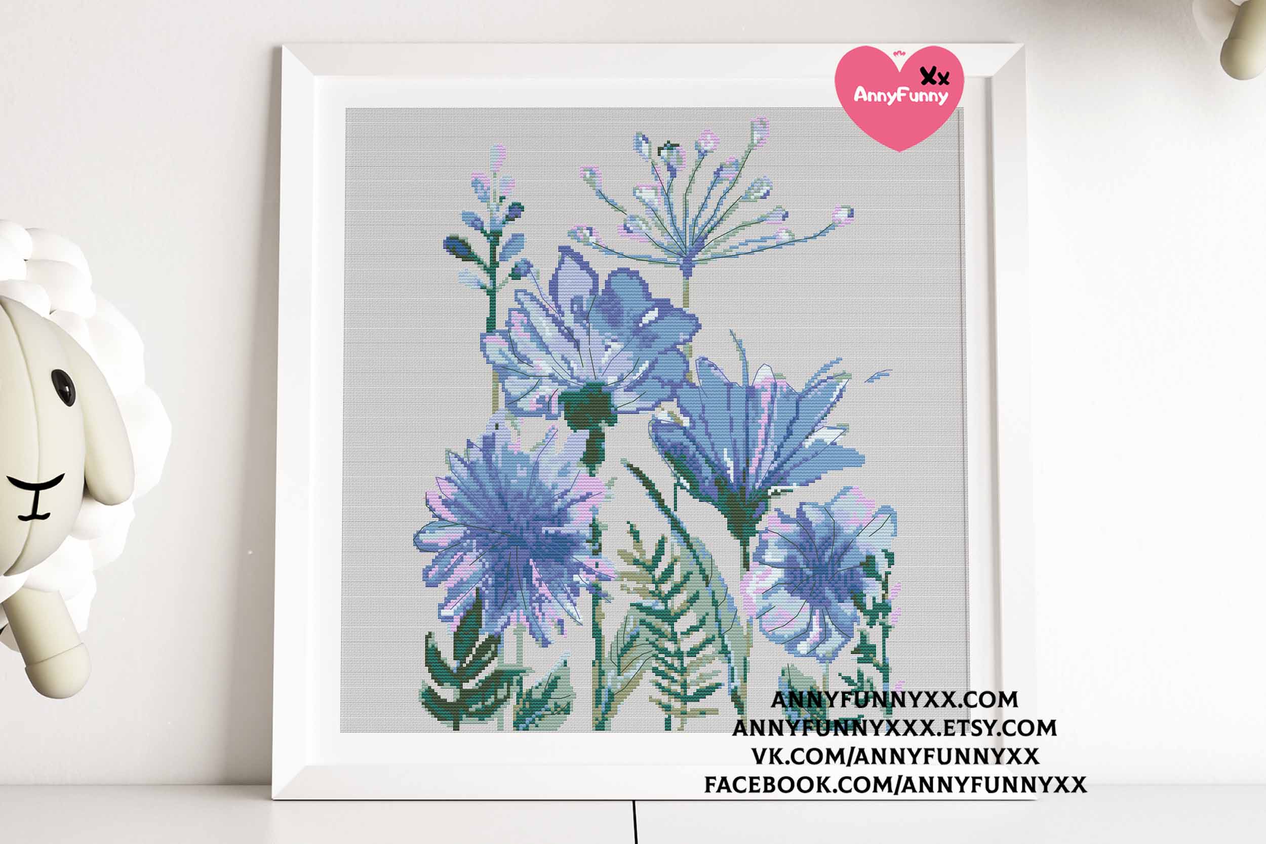 Blue wildflower Cross stitch pattern Beautiful embroidery de Inspire Uplift