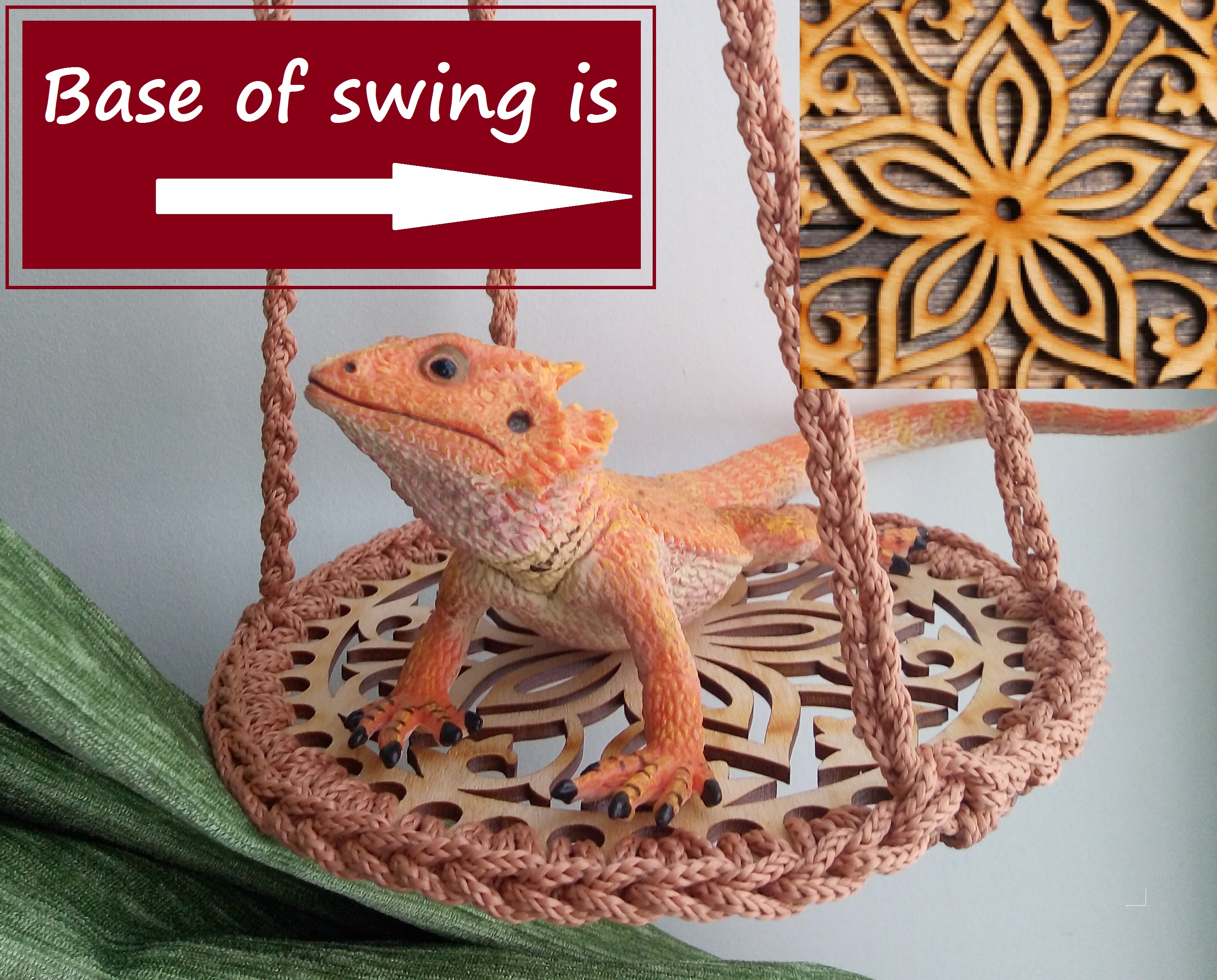 Bearded dragon swing with pillow, Lizard swing, Turtle swing Inspire Uplift
