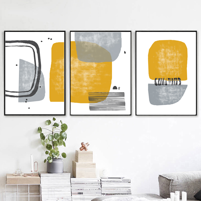 Abstract Modern Art Yellow Gray Wall Art Instant Download Se Inspire