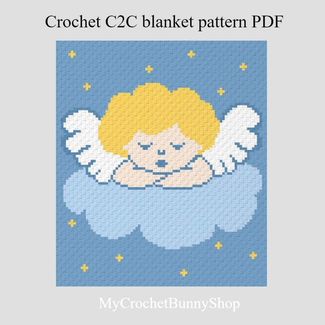 Crochet C2C Sleeping Angel blanket pattern PDF Inspire Uplift