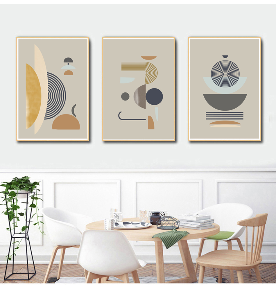 Mid Centure Poster Geometric Abstract Gray Yellow Wall Art S Inspire