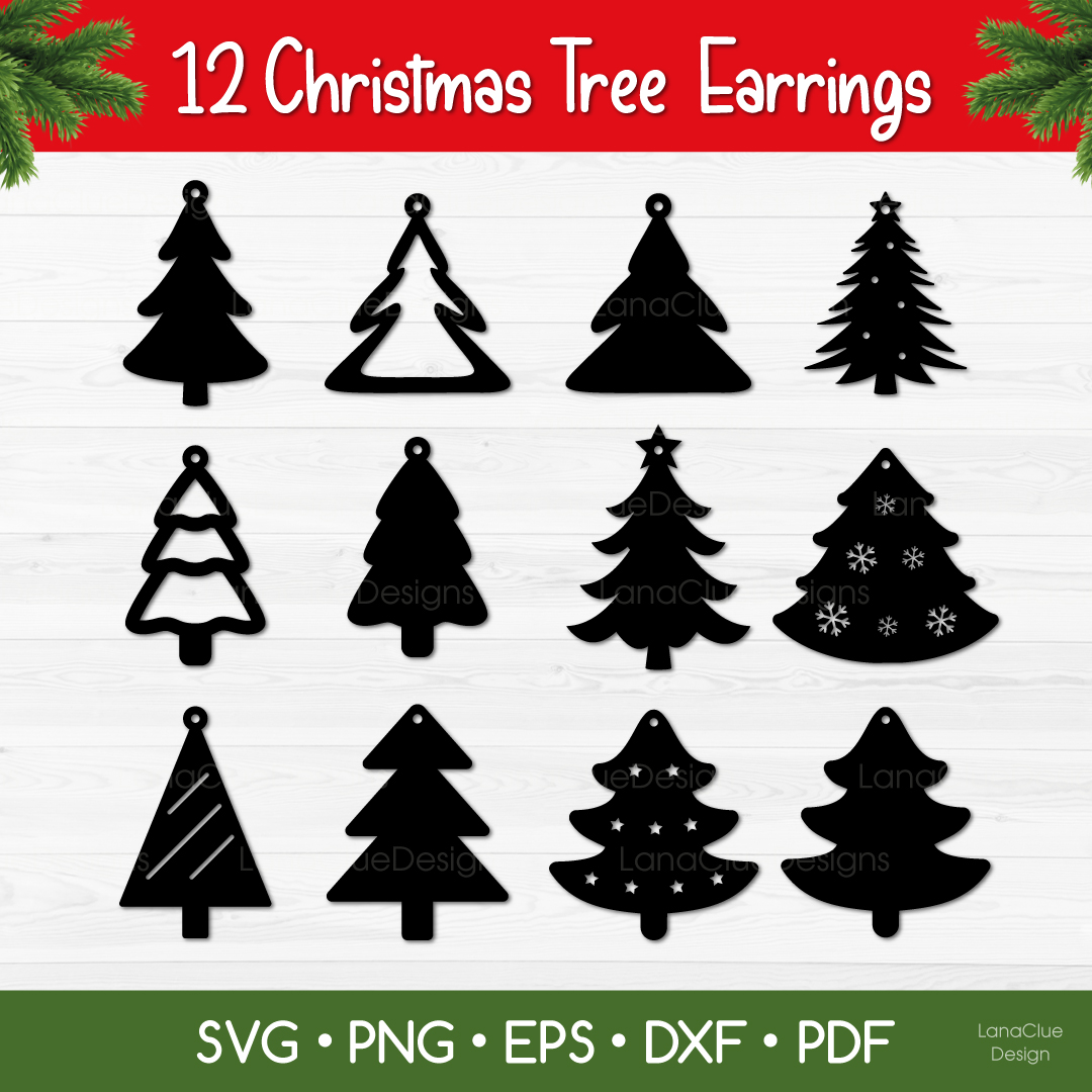 12 Christmas Tree Earrings SVG Cut Files for Crafters Chri Inspire