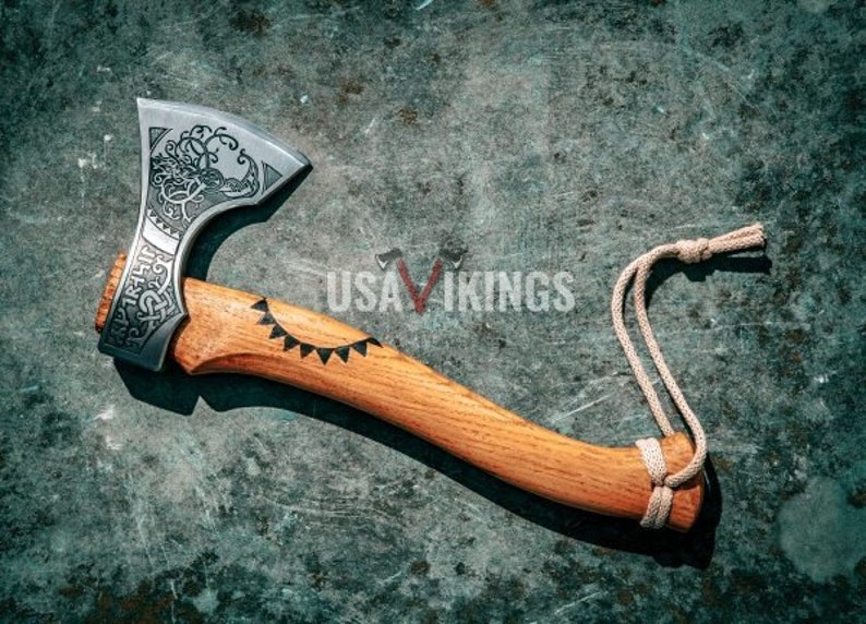 Custom Gift Damascus Steel Viking Axes with Rose Wood Inspire
